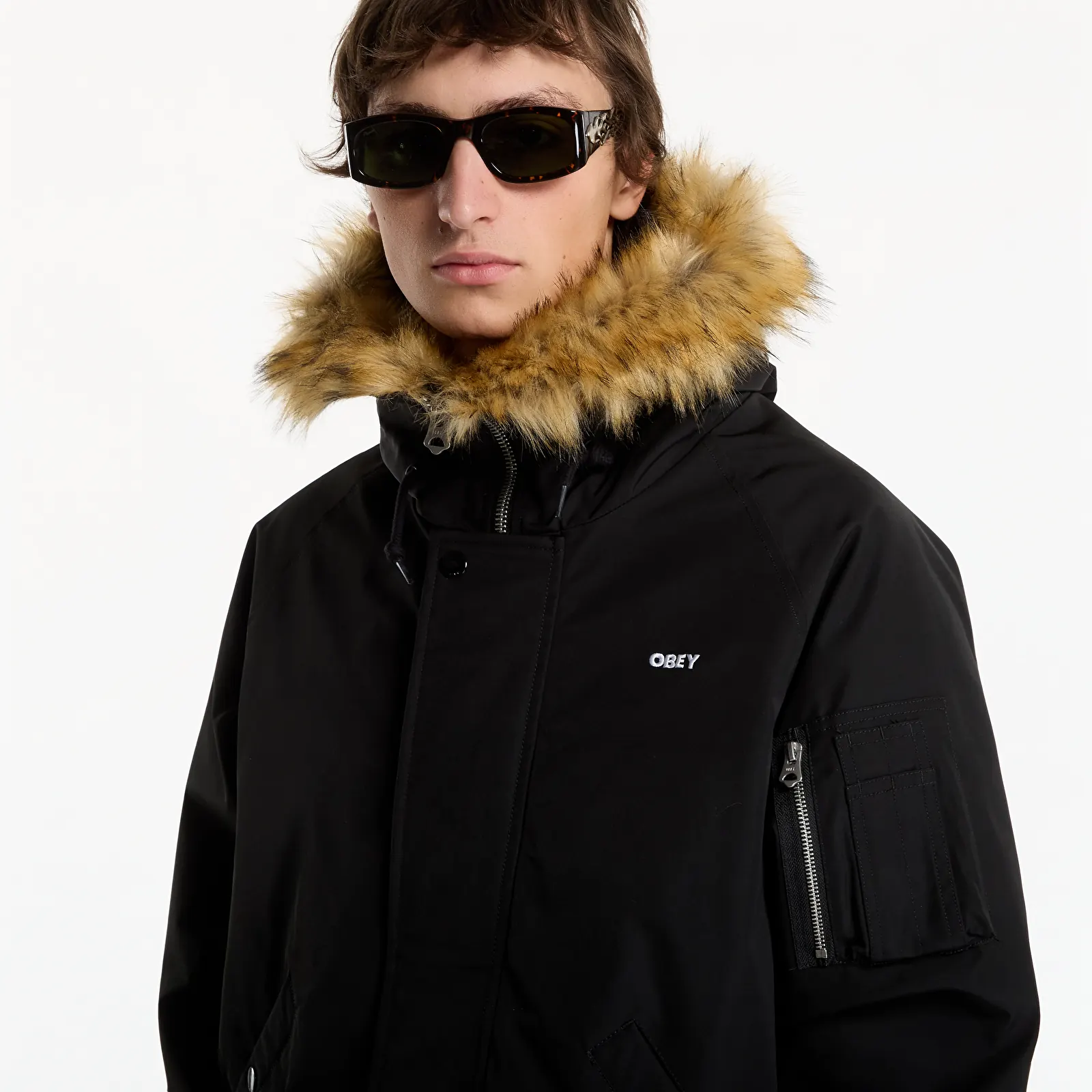 Herrenjacken Obey N-2B Short Parka Black