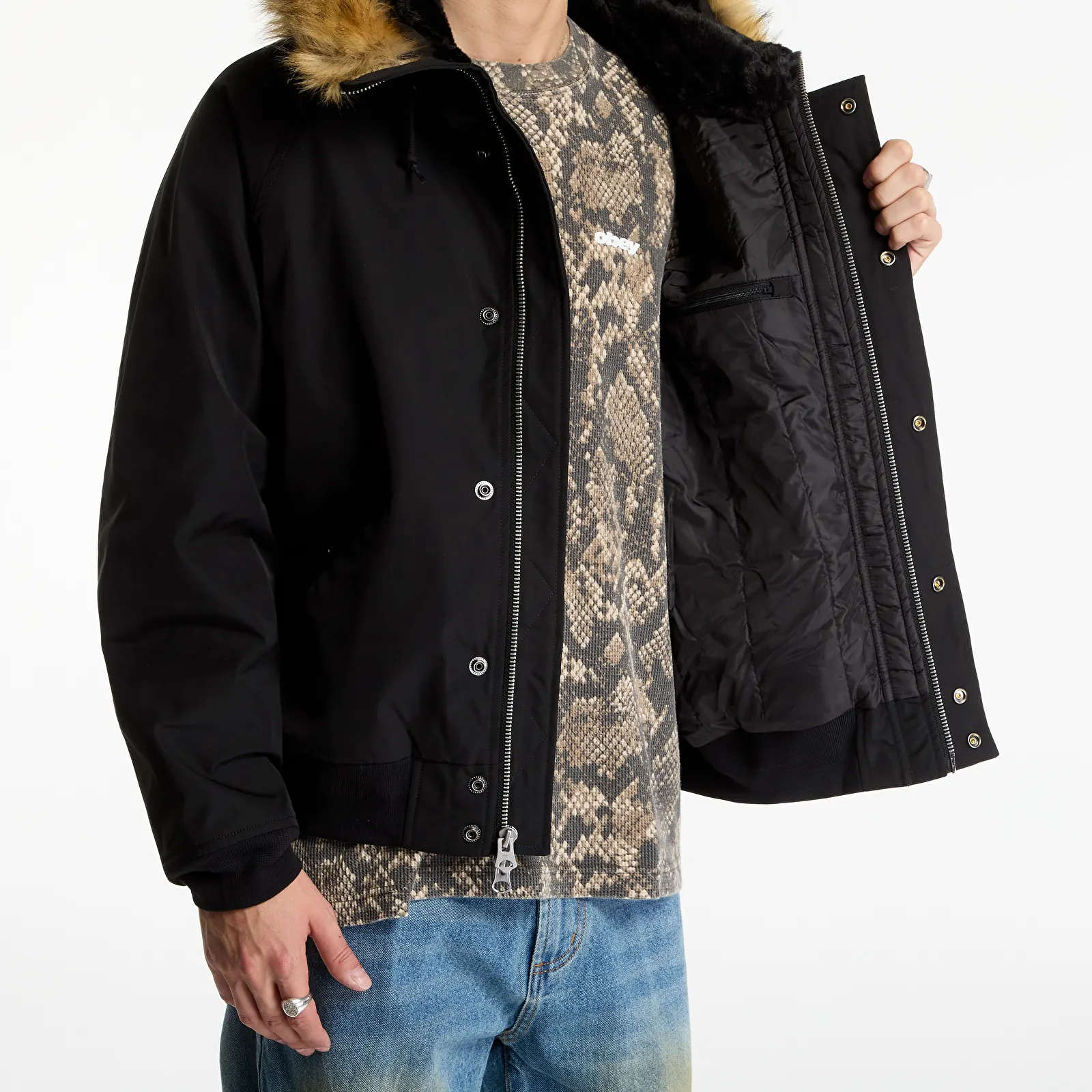 Herrenjacken Obey N-2B Short Parka Black