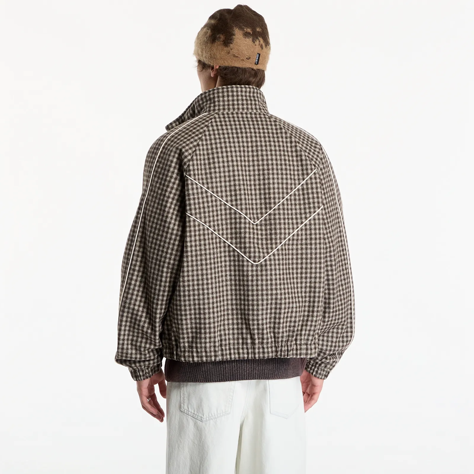 Pánské bundy Obey Leisure Training Jacket Abbey Stone Plaid