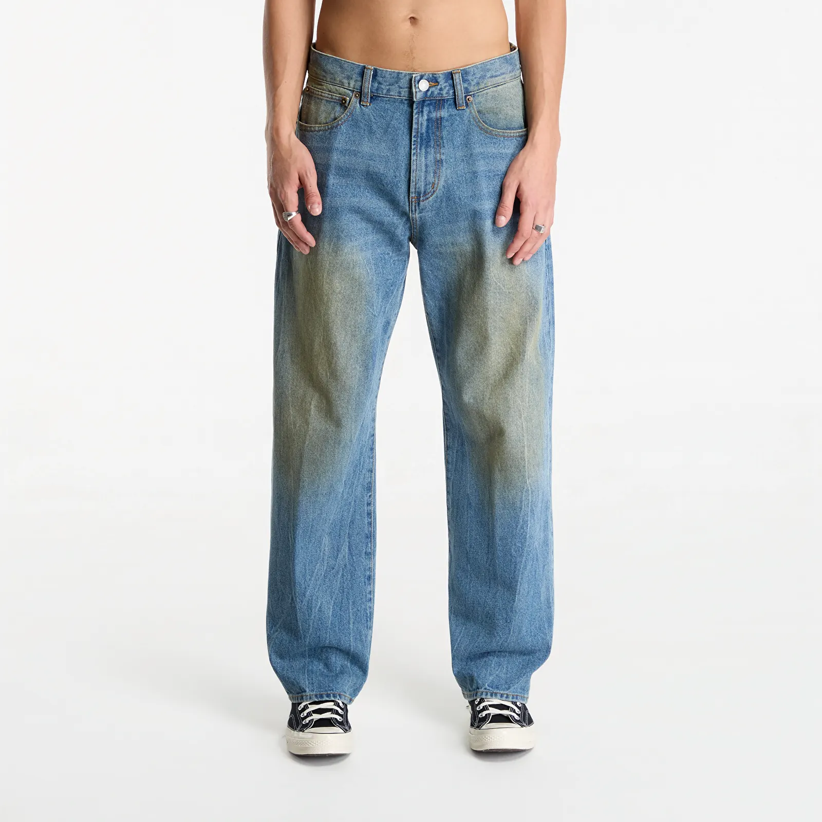 Bukser for menn Obey Nelson Straight Leg Denim Garage Wash Indigo