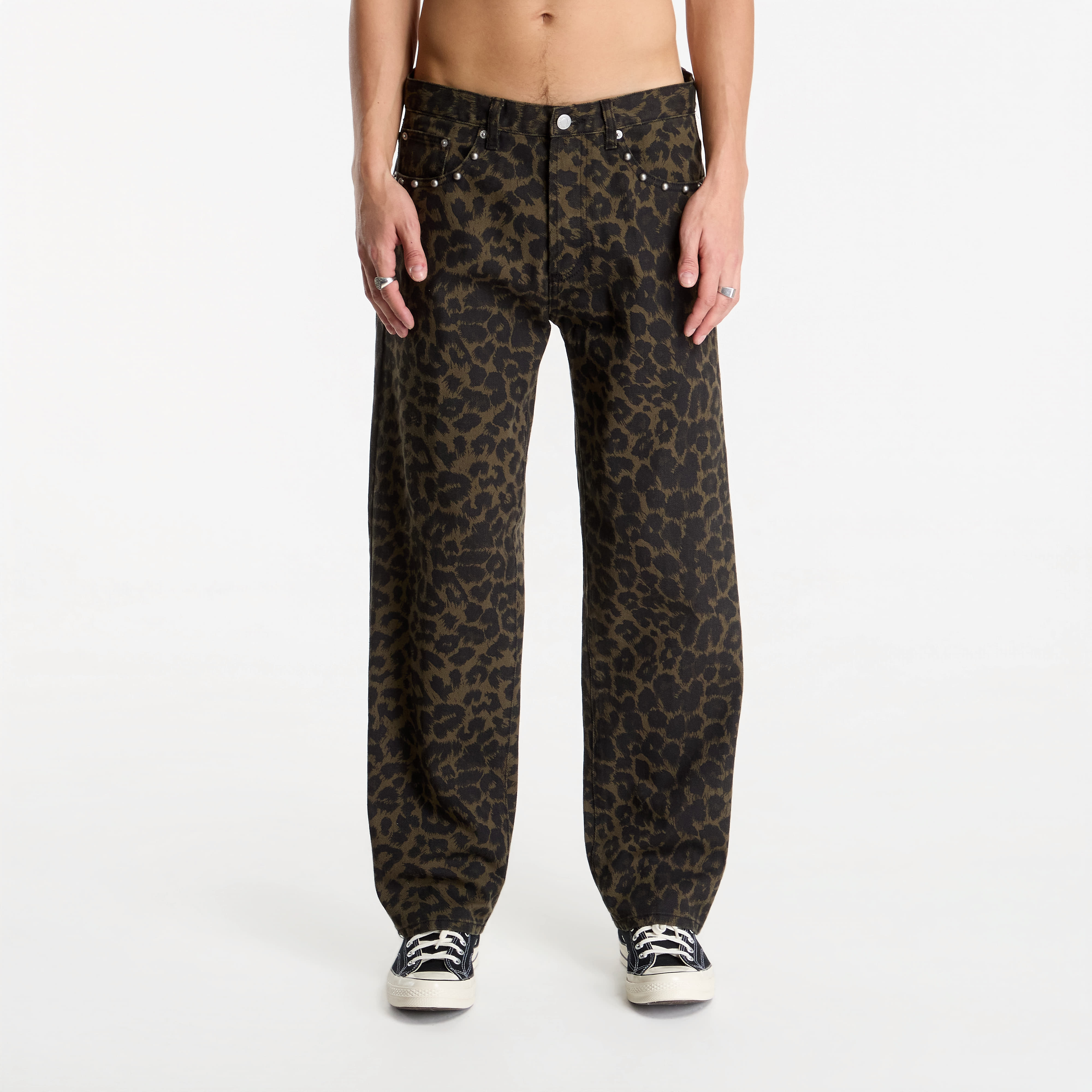 Дънки Obey Studded Boxcar Straight Leg Denim Dark Leopard W33