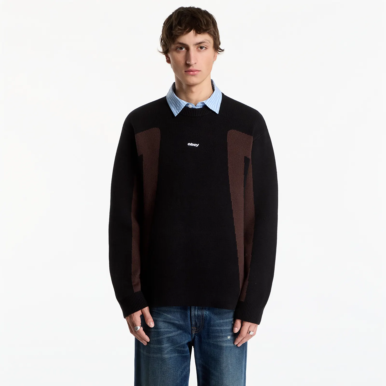 Pánske svetre Obey Brann Sweater Digital Black Multi