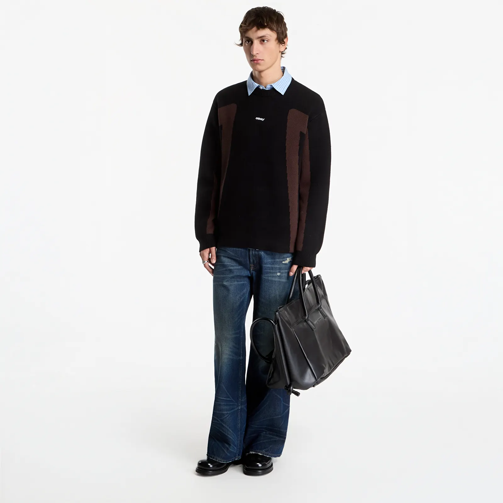 Pánske svetre Obey Brann Sweater Digital Black Multi