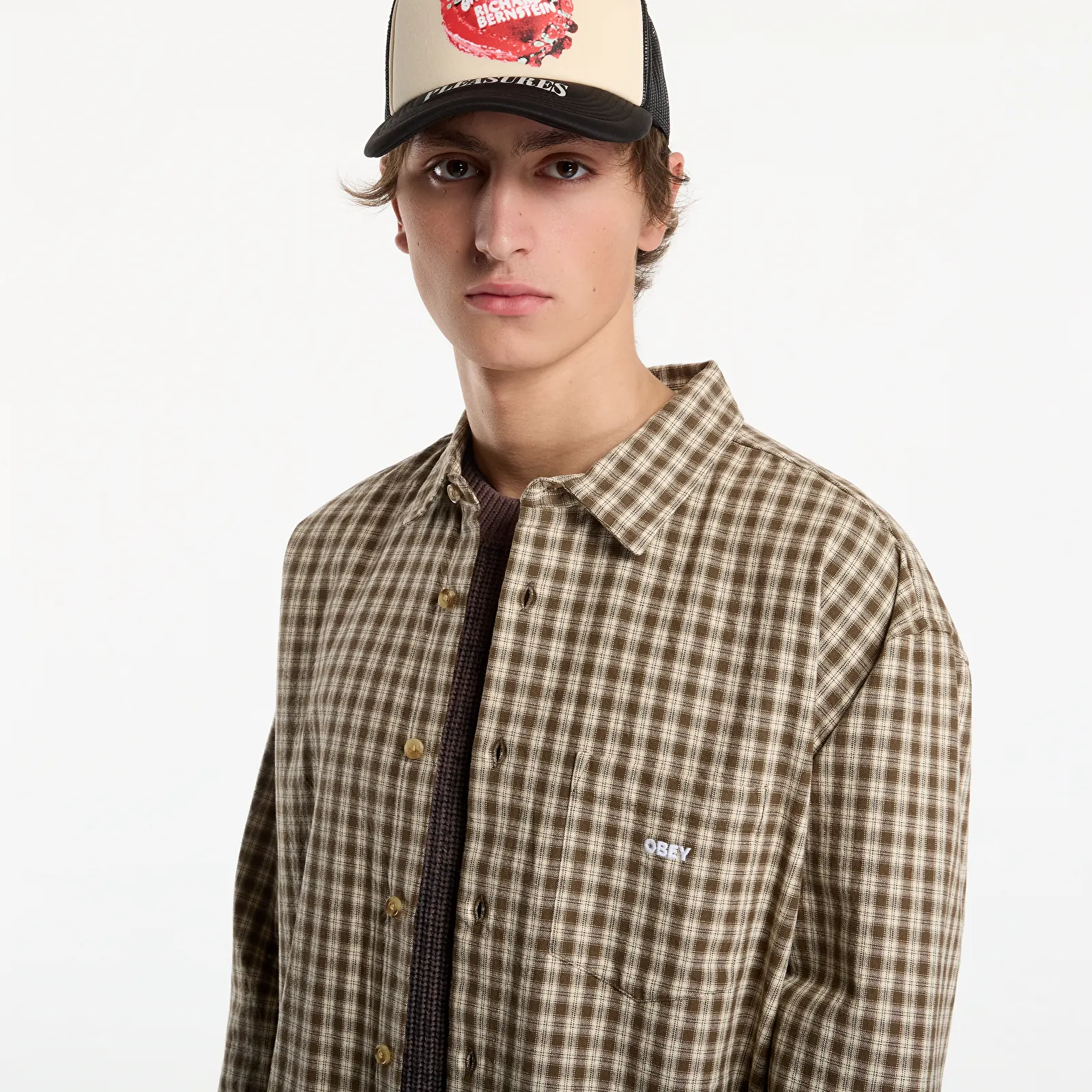 Men's shirts Obey Bigwig Axel Woven Canteen Multi