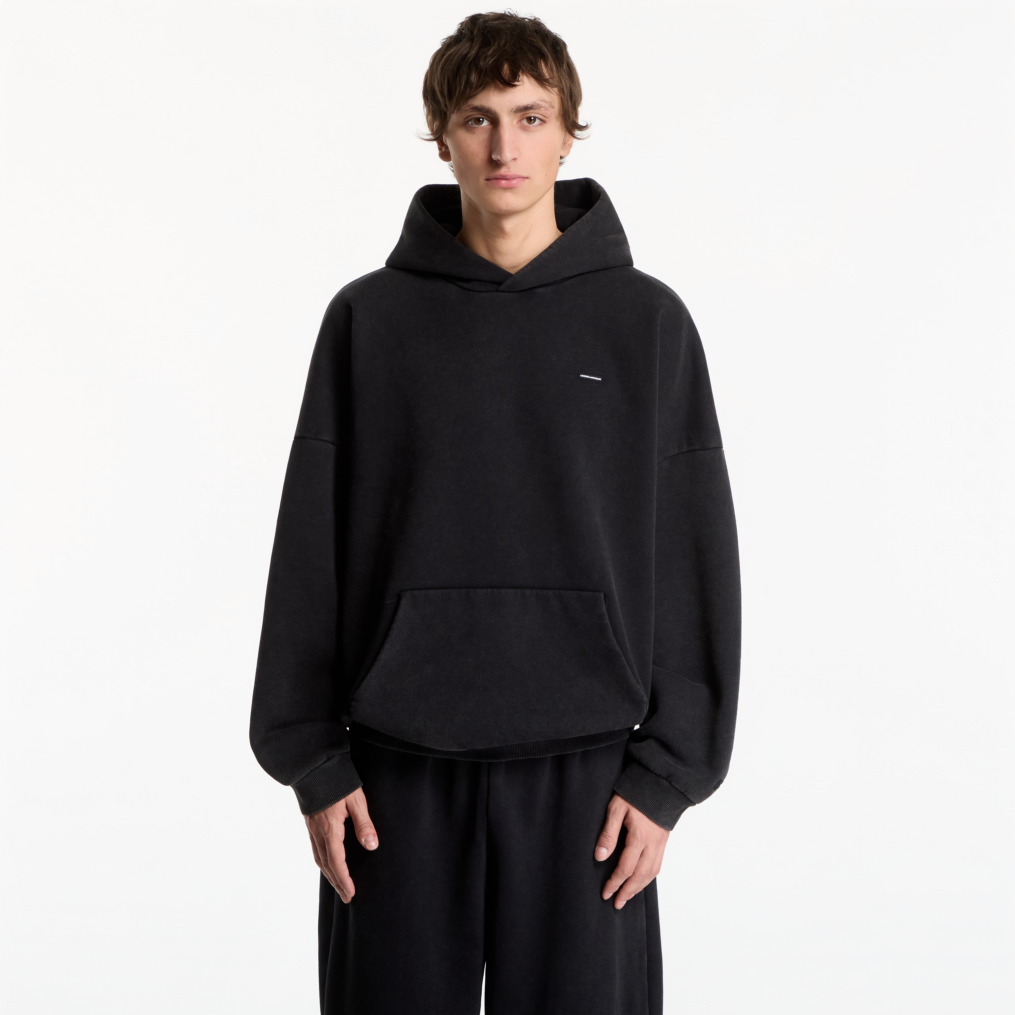 Суитшърт Under Armour Icon HW Flc Washed Hoodie Ultimate Black/ Ultimate Black XXL