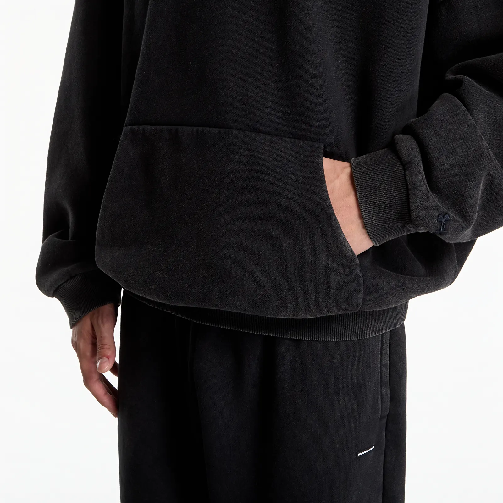 Мъжки суичъри Under Armour Icon HW Flc Washed Hoodie Ultimate Black/ Ultimate Black