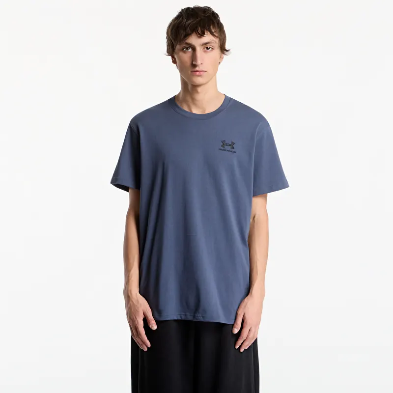 T-Shirt Under Armour M LOGO EMB Heavyweight SS Downpour Gray/ Black