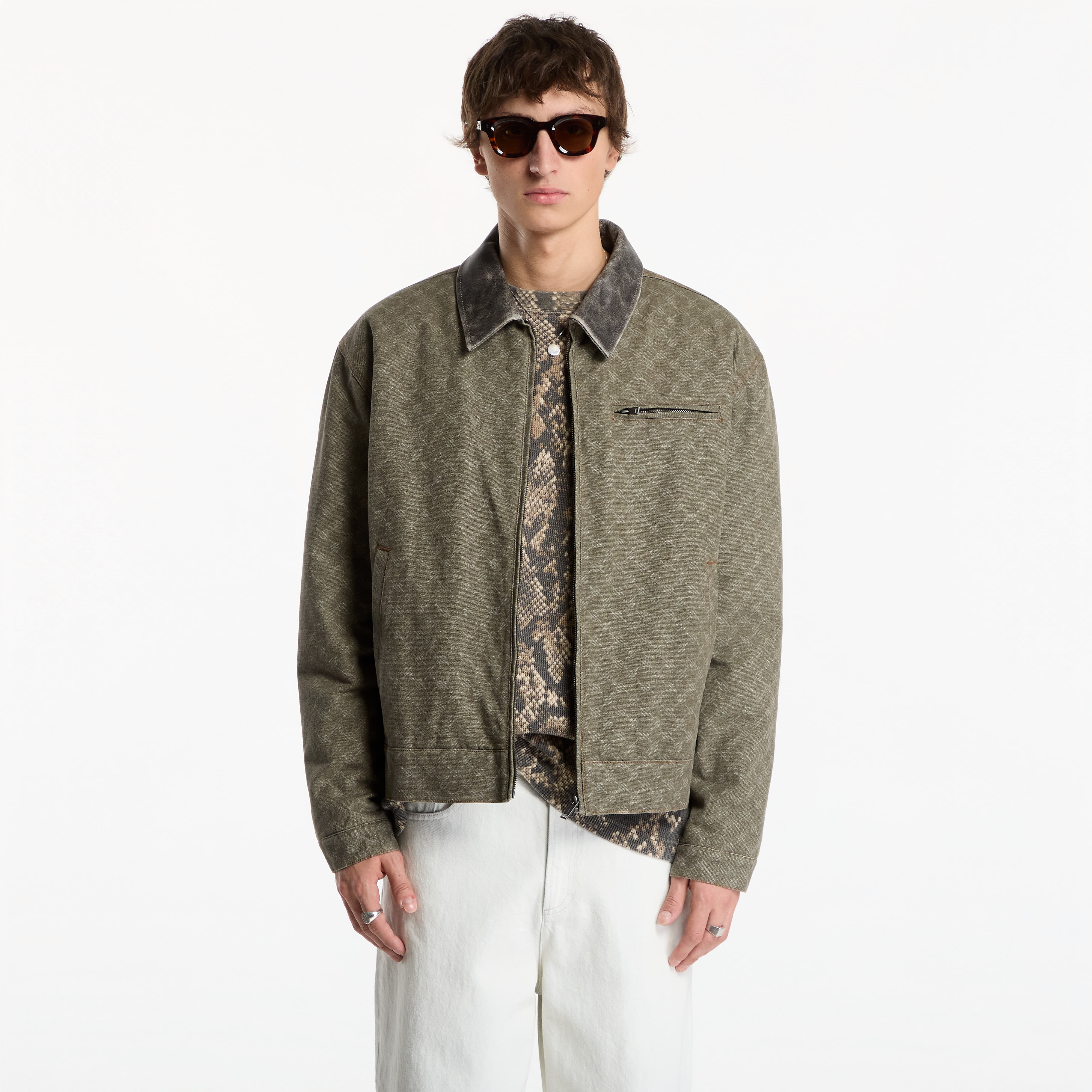 Яке Daily Paper Fur Collar Monogram Workwear Jacket Army Green L