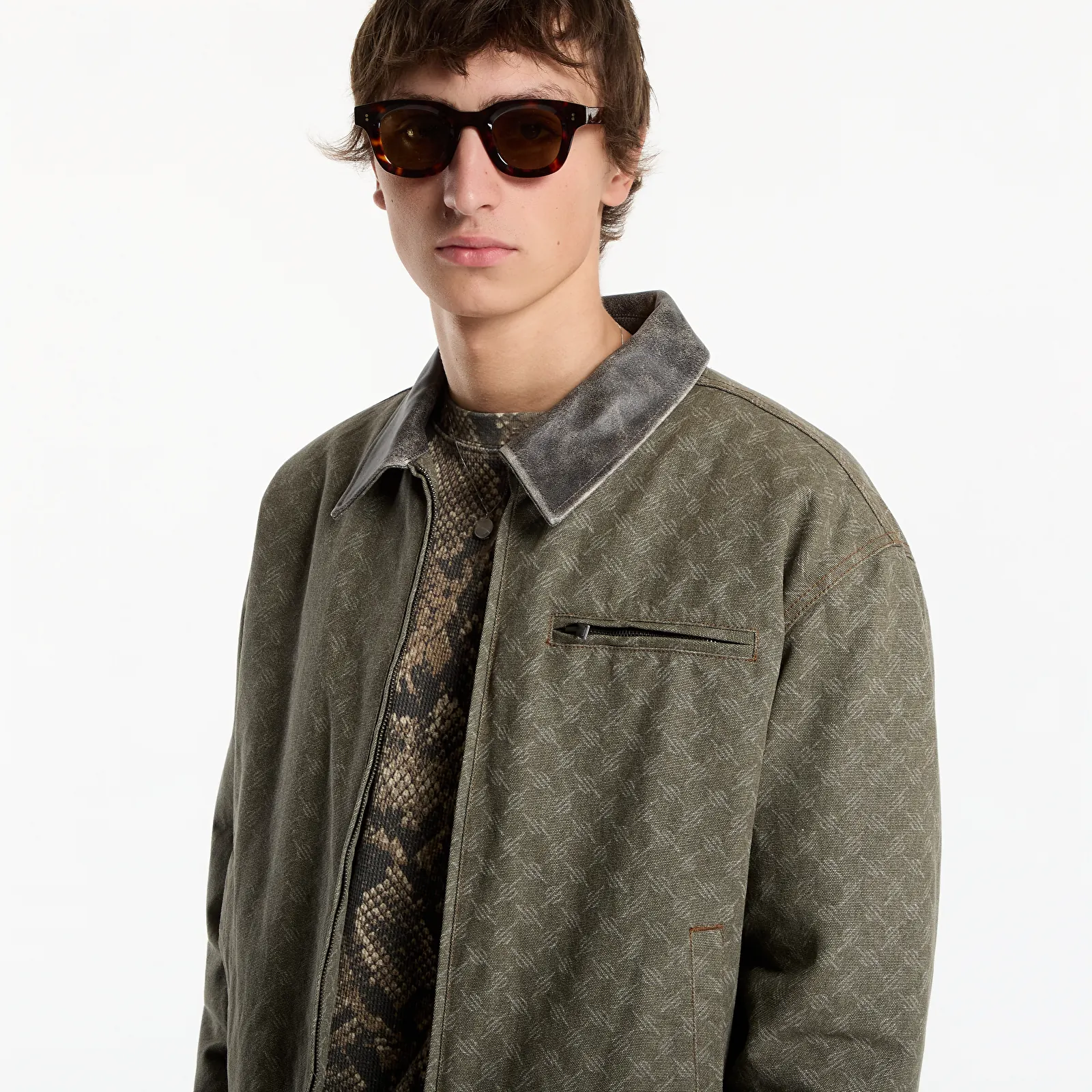 Vestes pour hommes Daily Paper Fur Collar Monogram Workwear Jacket Army Green