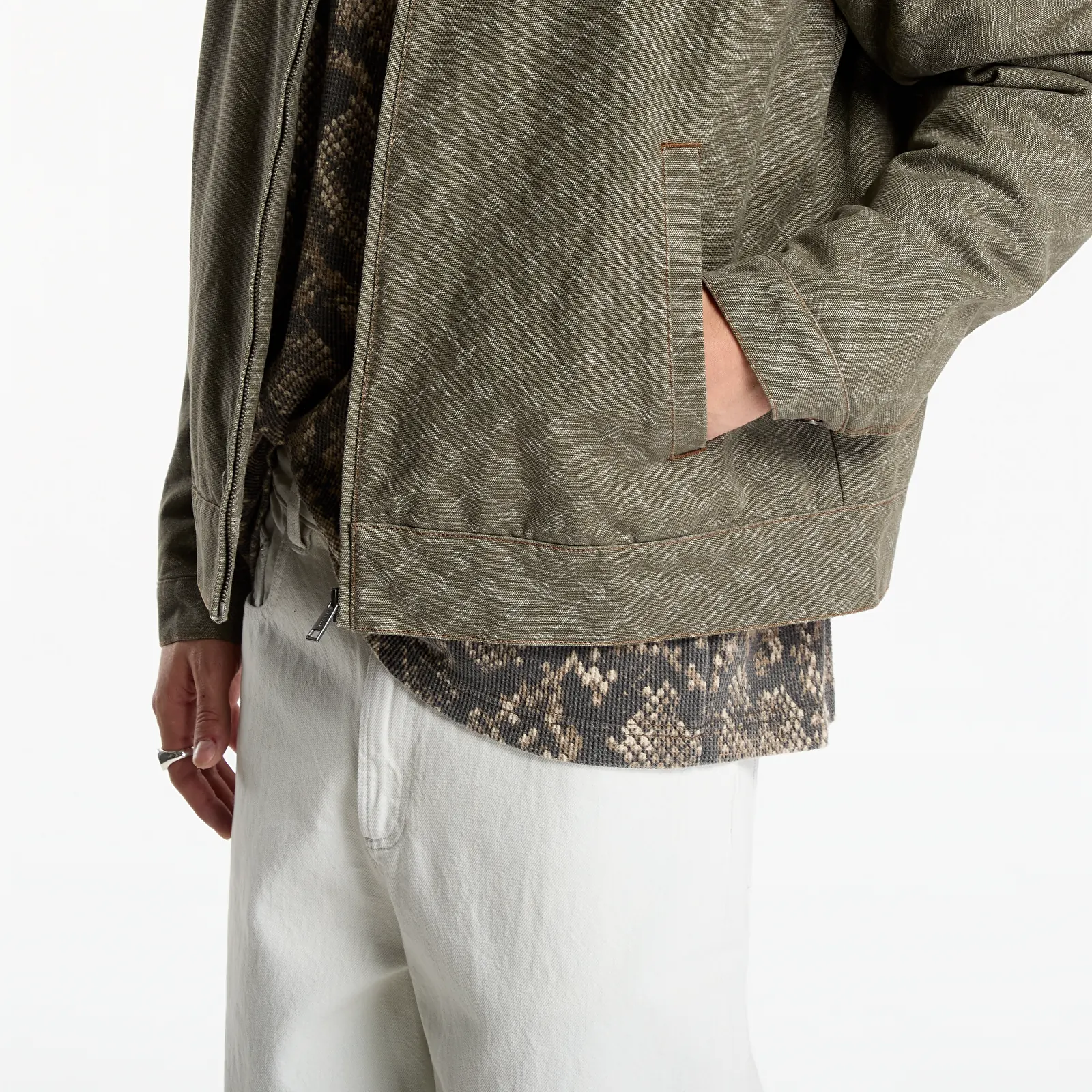 Vestes pour hommes Daily Paper Fur Collar Monogram Workwear Jacket Army Green