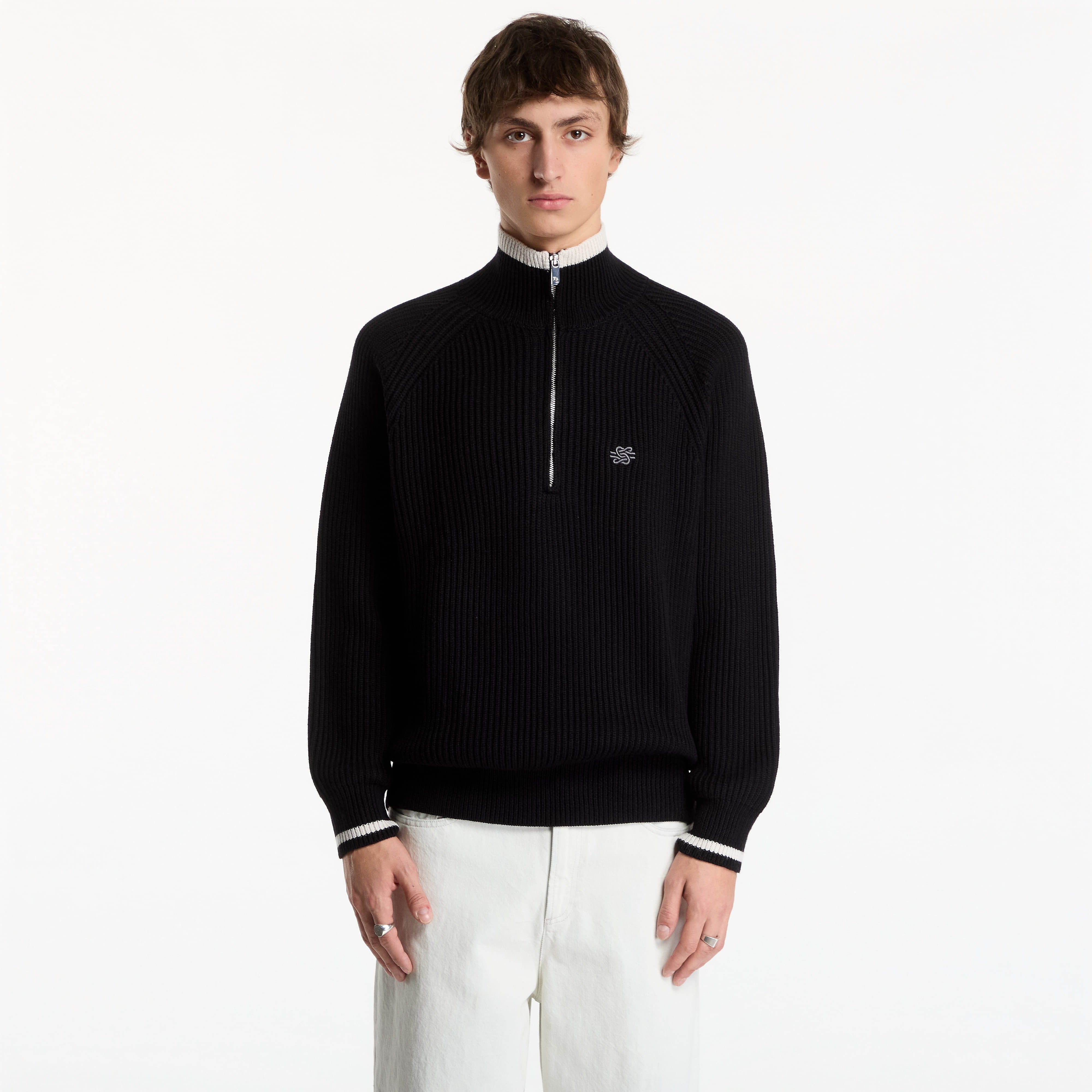 Пуловер Filling Pieces Knit Quarter Zip Black XL