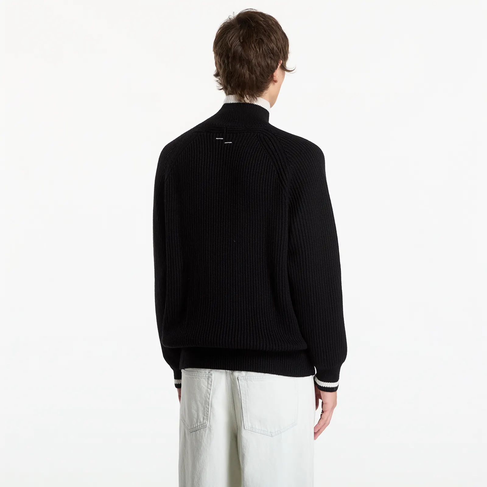 Pulovere pentru bărbați Filling Pieces Knit Quarter Zip Black