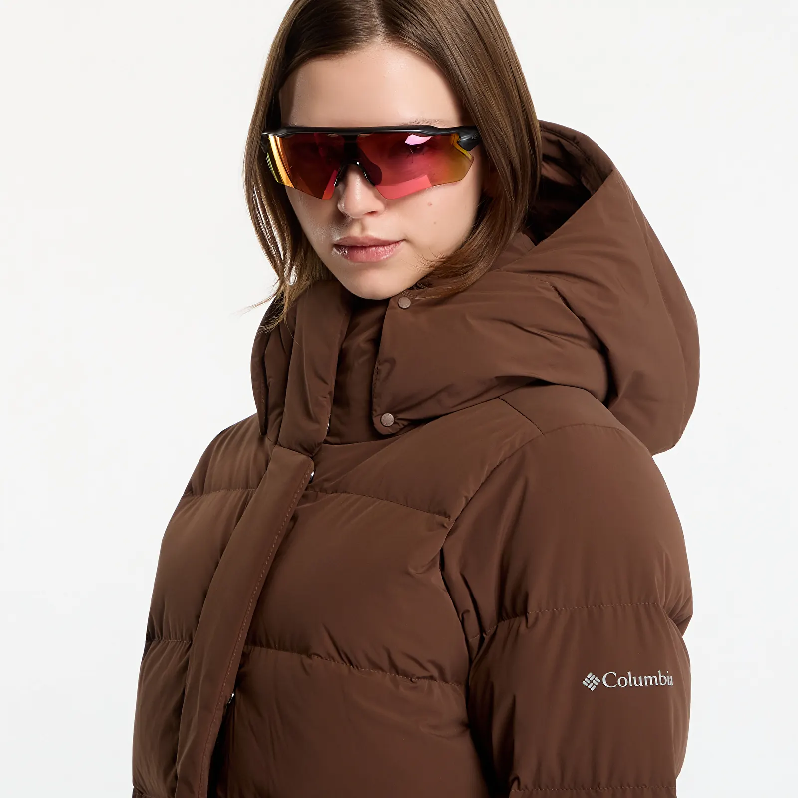 Dámske bundy Columbia Amaze Puff™ Hooded Jacket Tobacco