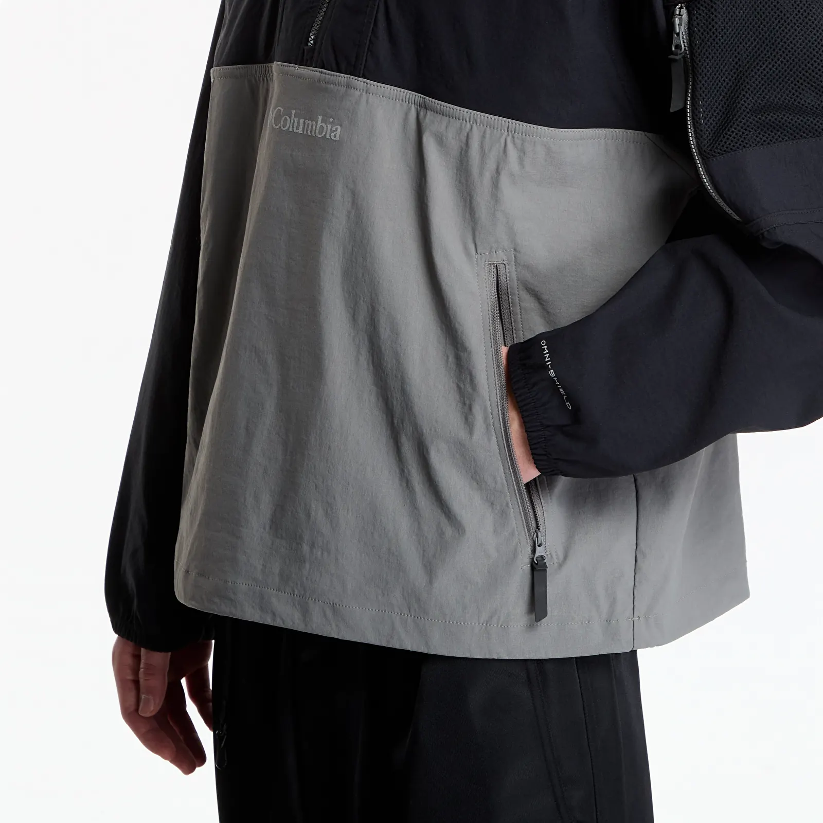 Pánské bundy Columbia Woven Jacket Black, Quarry