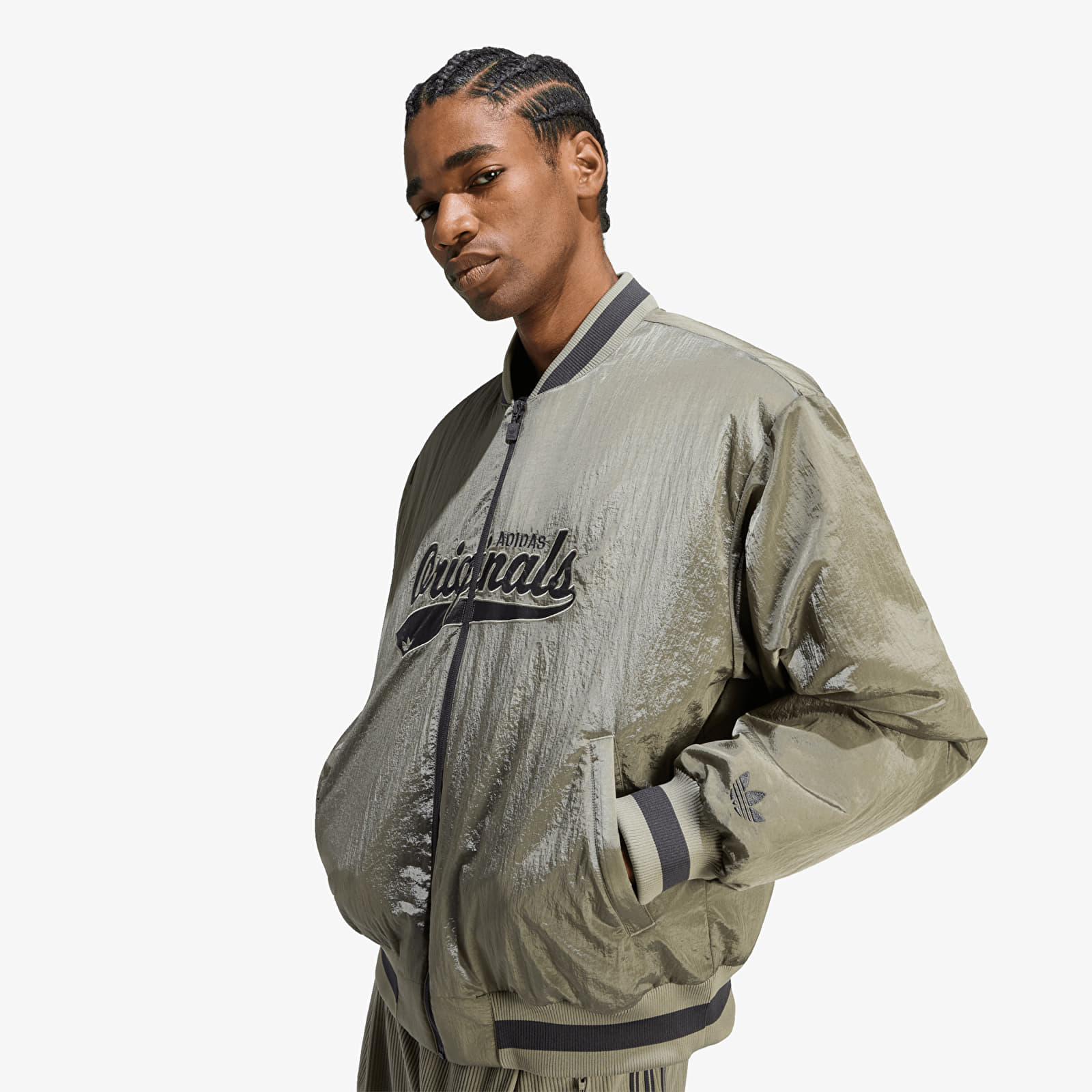 Casacos de homem adidas Shiny Originals Bomber Jacket Silver Pebble