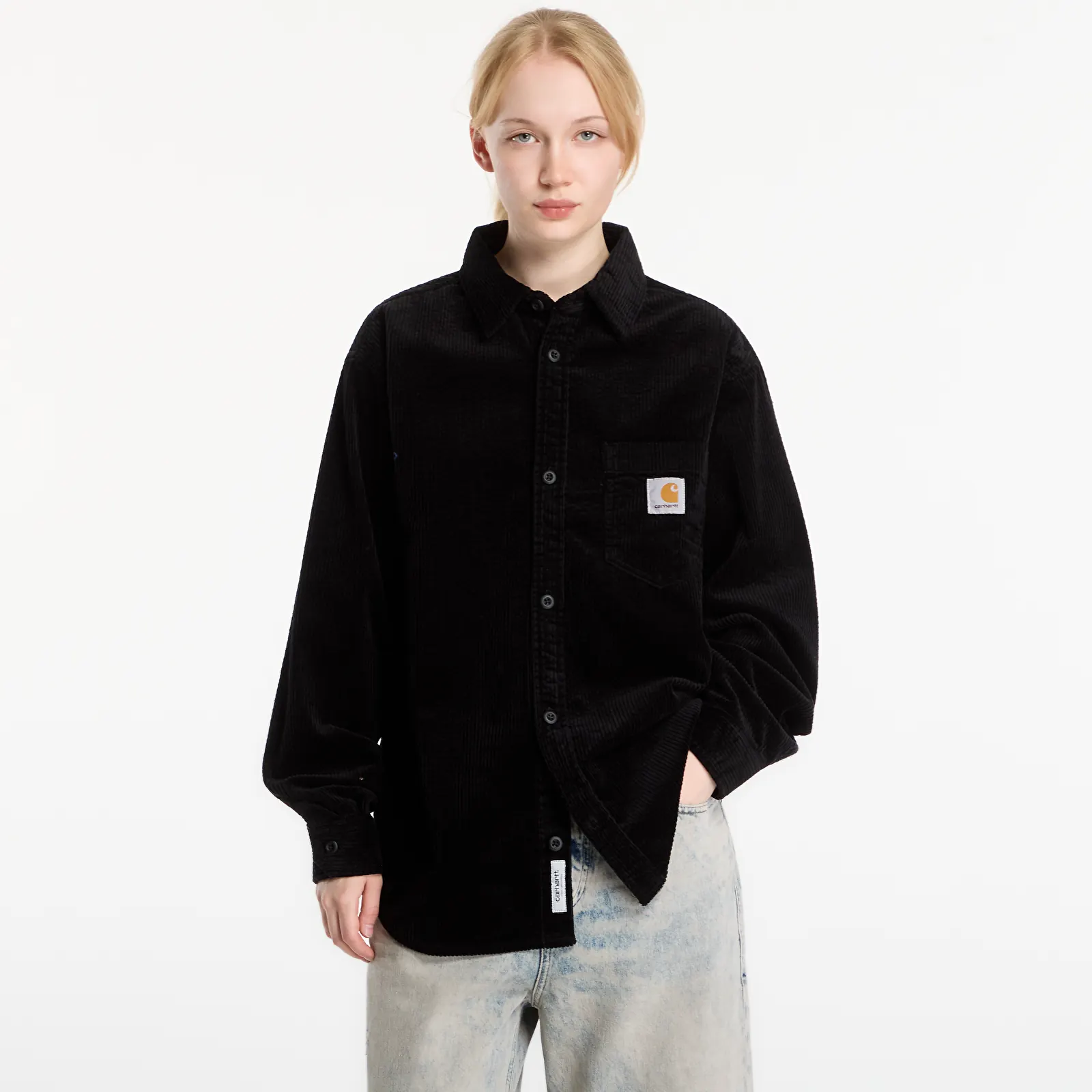 Skjorter for menn Carhartt WIP L/S Loyde Shirt Black Rinsed