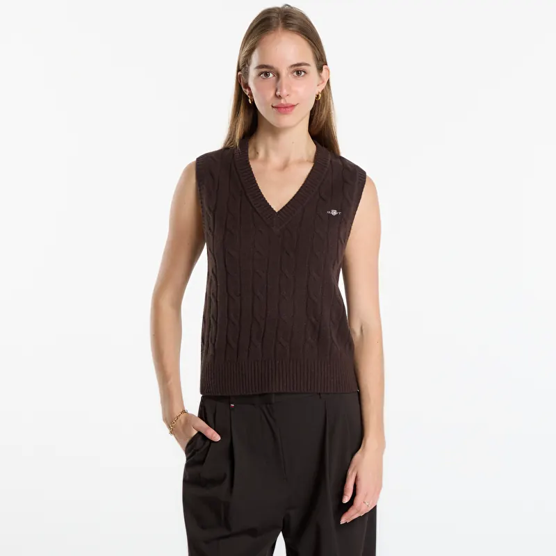 Weste Gant Lambswool Cable Knit Vest Light Ochre