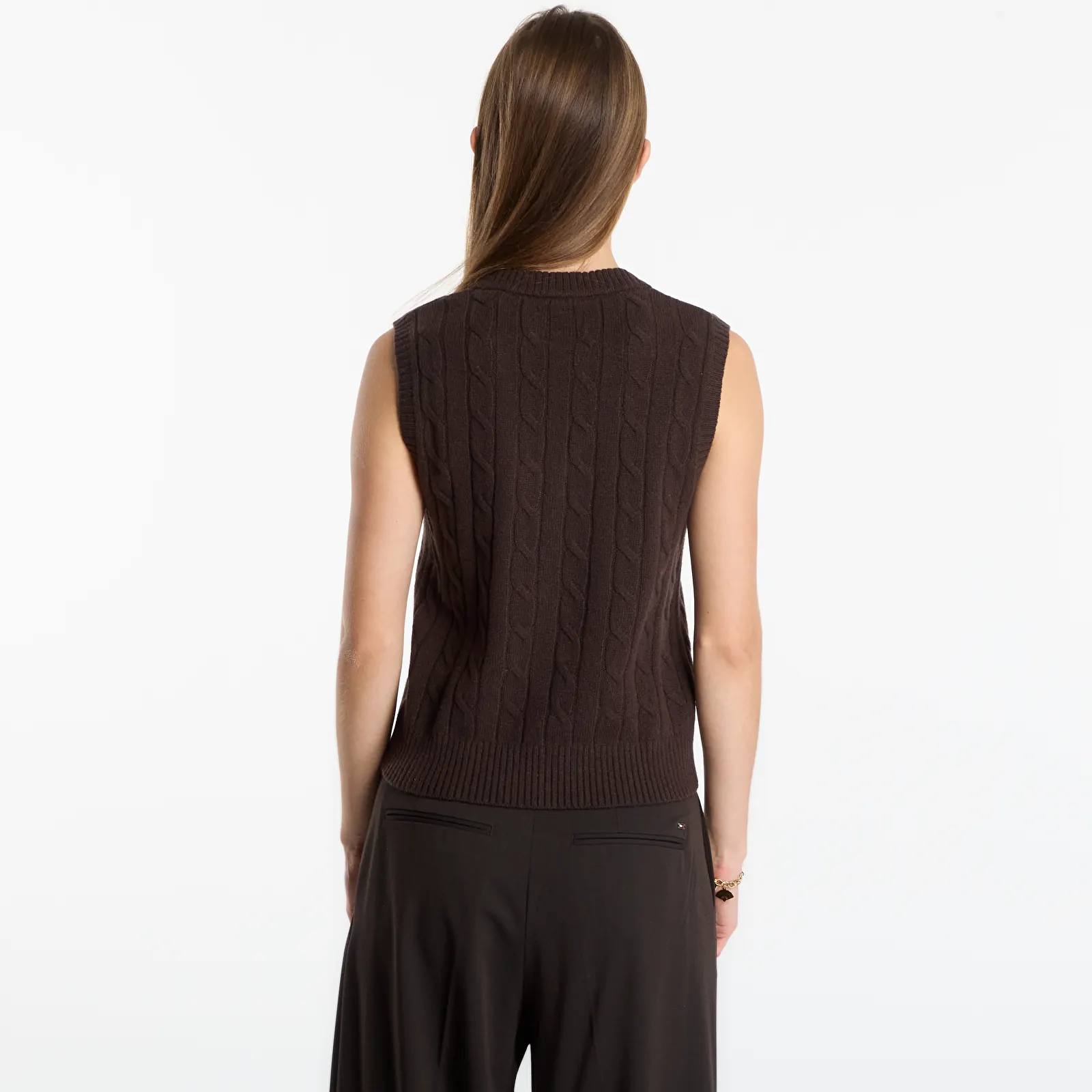Westen Gant Lambswool Cable Knit Vest Light Ochre