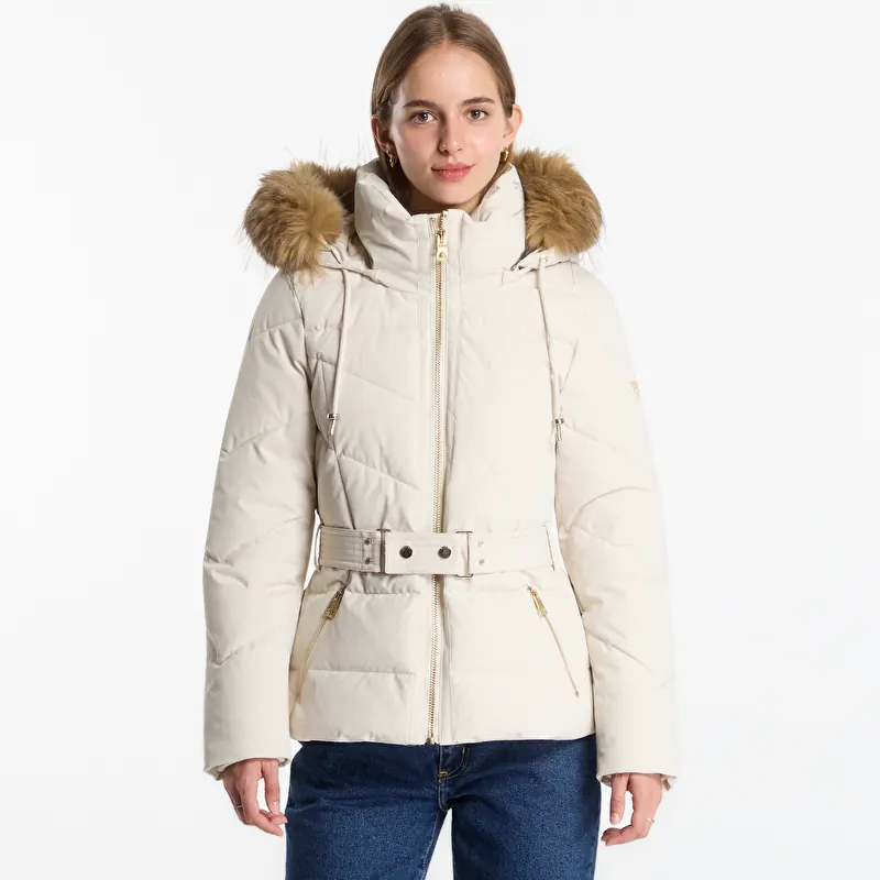 Jaka Guess Jeans New Fatema Short Belted Puffer Creme Brulee