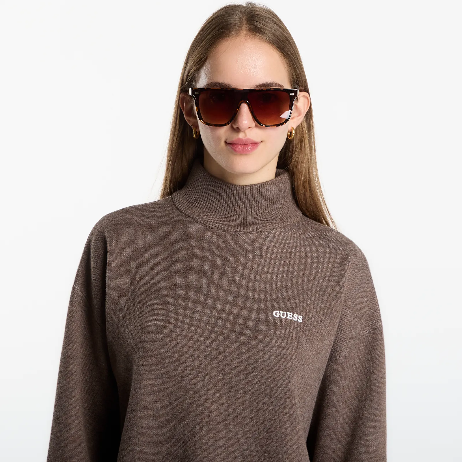 Pulls GUESS Fiona Ls Crewneck Mountain Jacquard Steel Orchid
