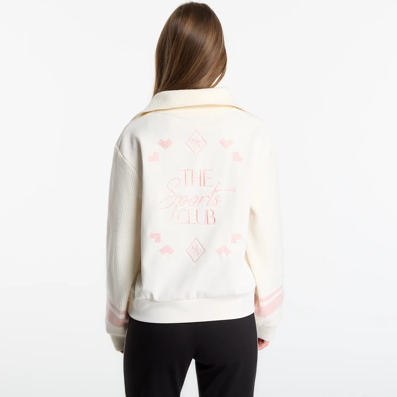 Hanorace Guess Jeans Fabrizia Half-Zip Sweatshirt Cream