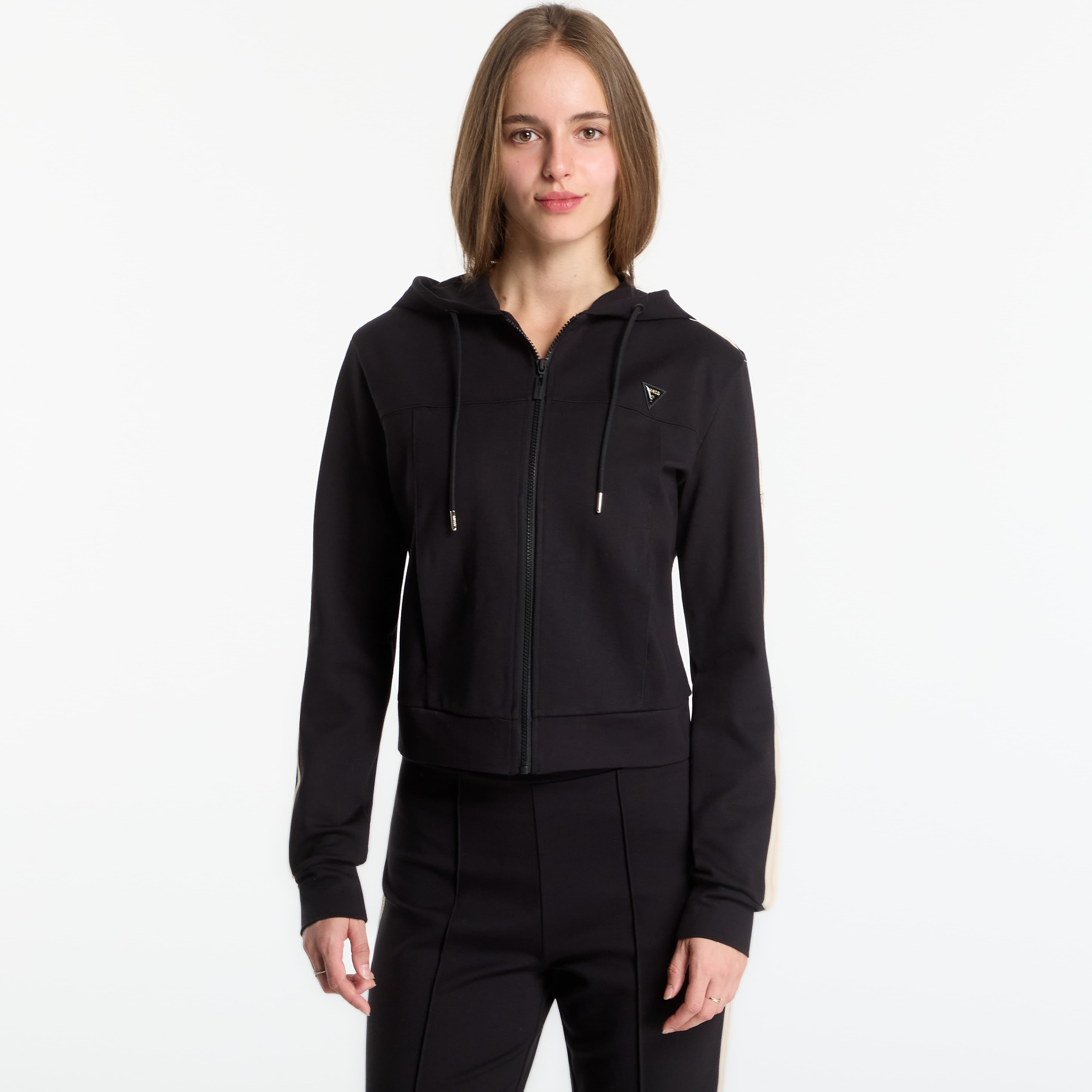 Суитшърт GUESS Fausta Full Zip Hoodie Jet Black XS