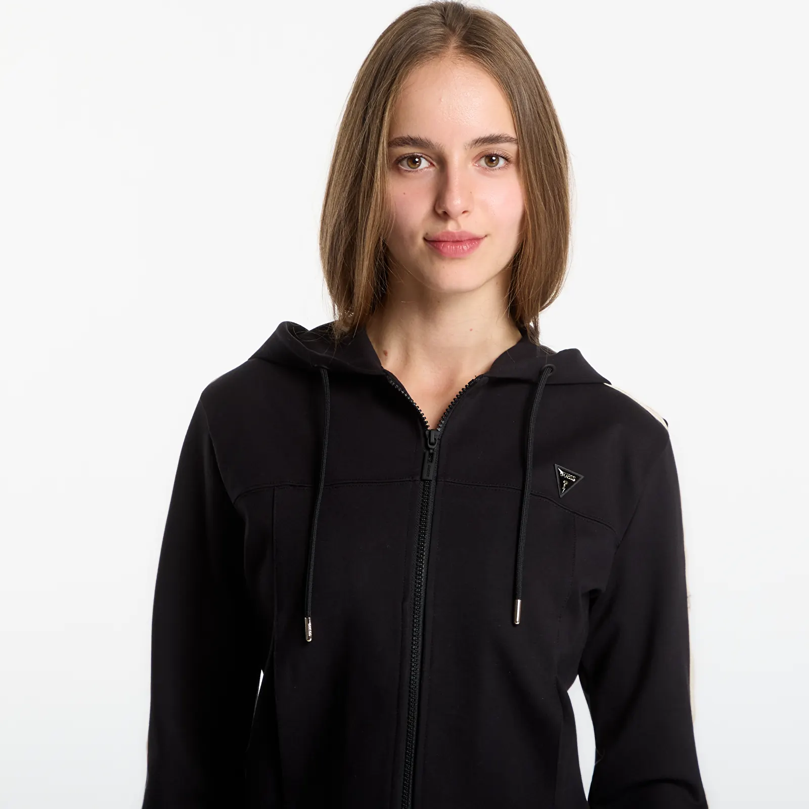 Hanorace GUESS Fausta Full Zip Hoodie Jet Black