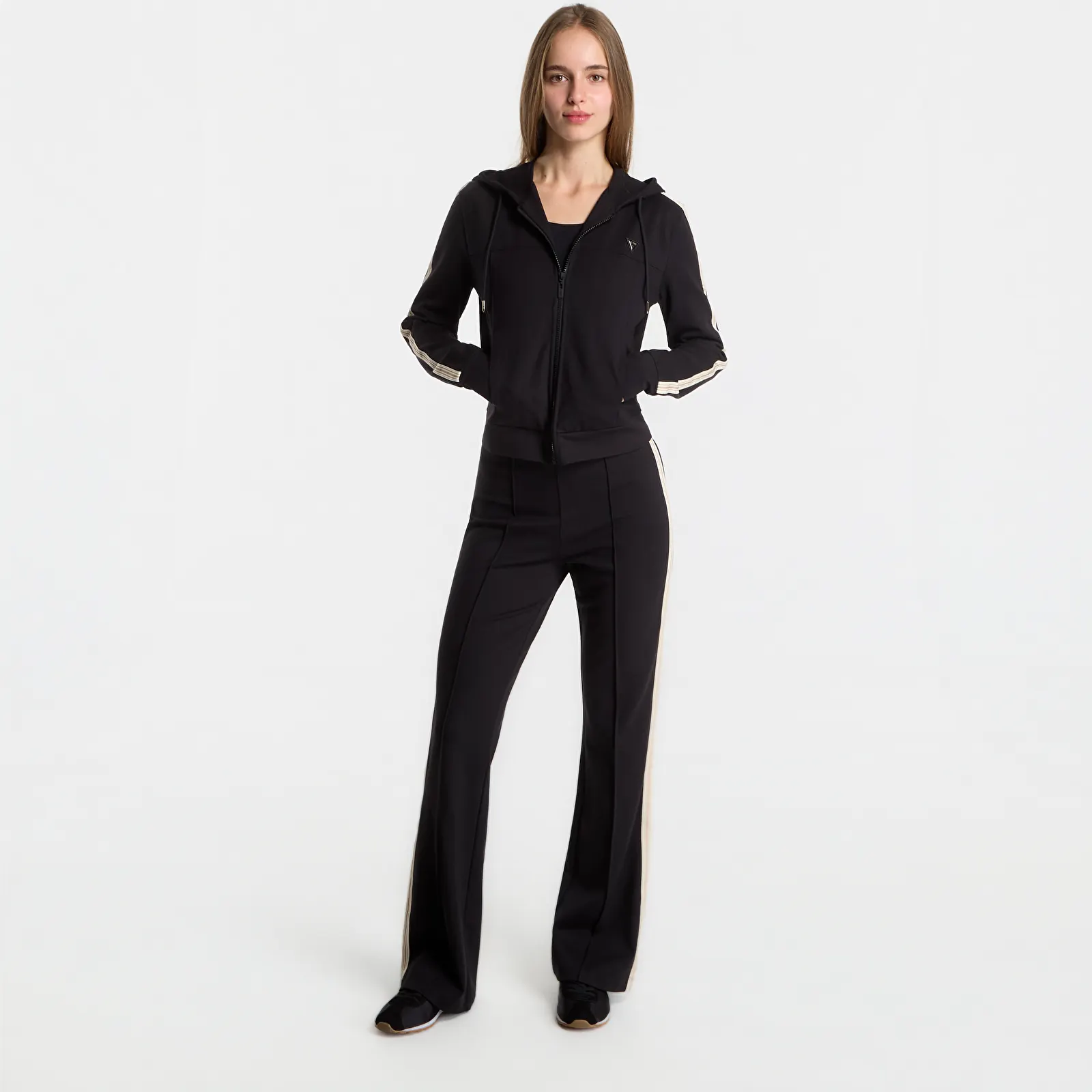 Hanorace GUESS Fausta Full Zip Hoodie Jet Black