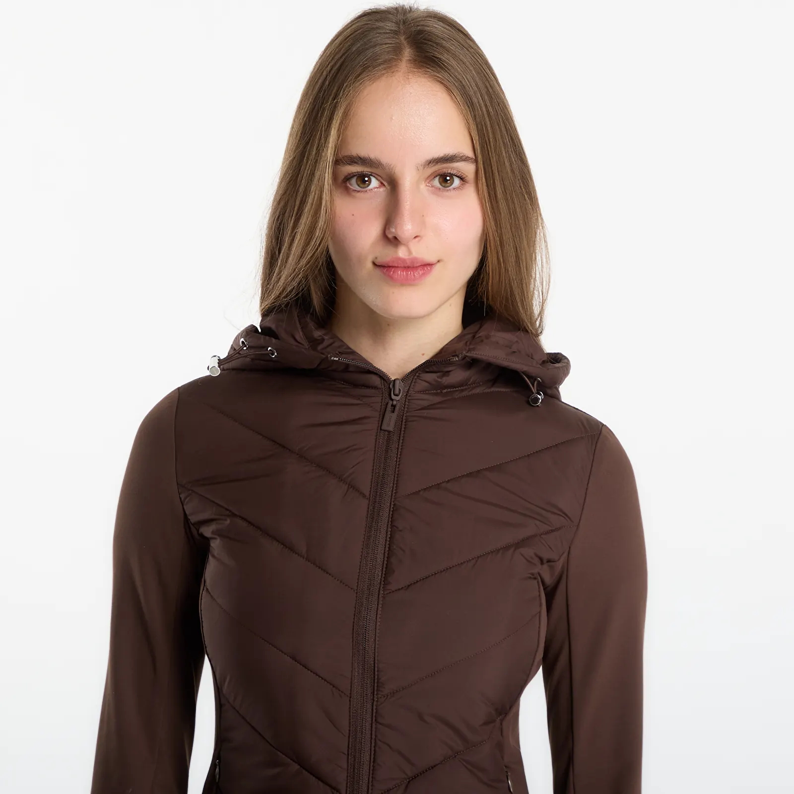 Vestes  GUESS Grazia Mix Fabric Padded Jacket Dark Coffee