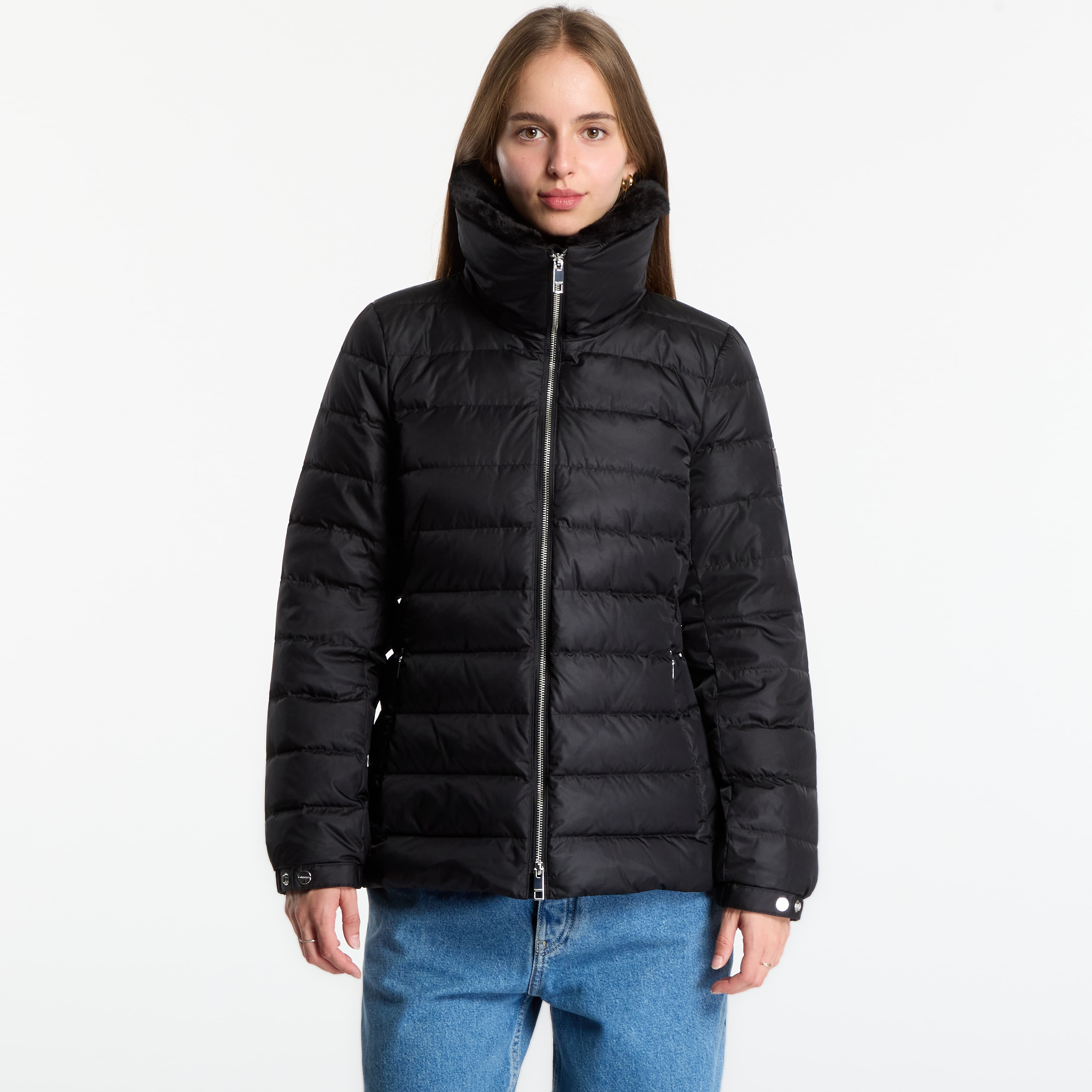 Bunda Calvin Klein Satin Lw Short Puffer With Fur Black S