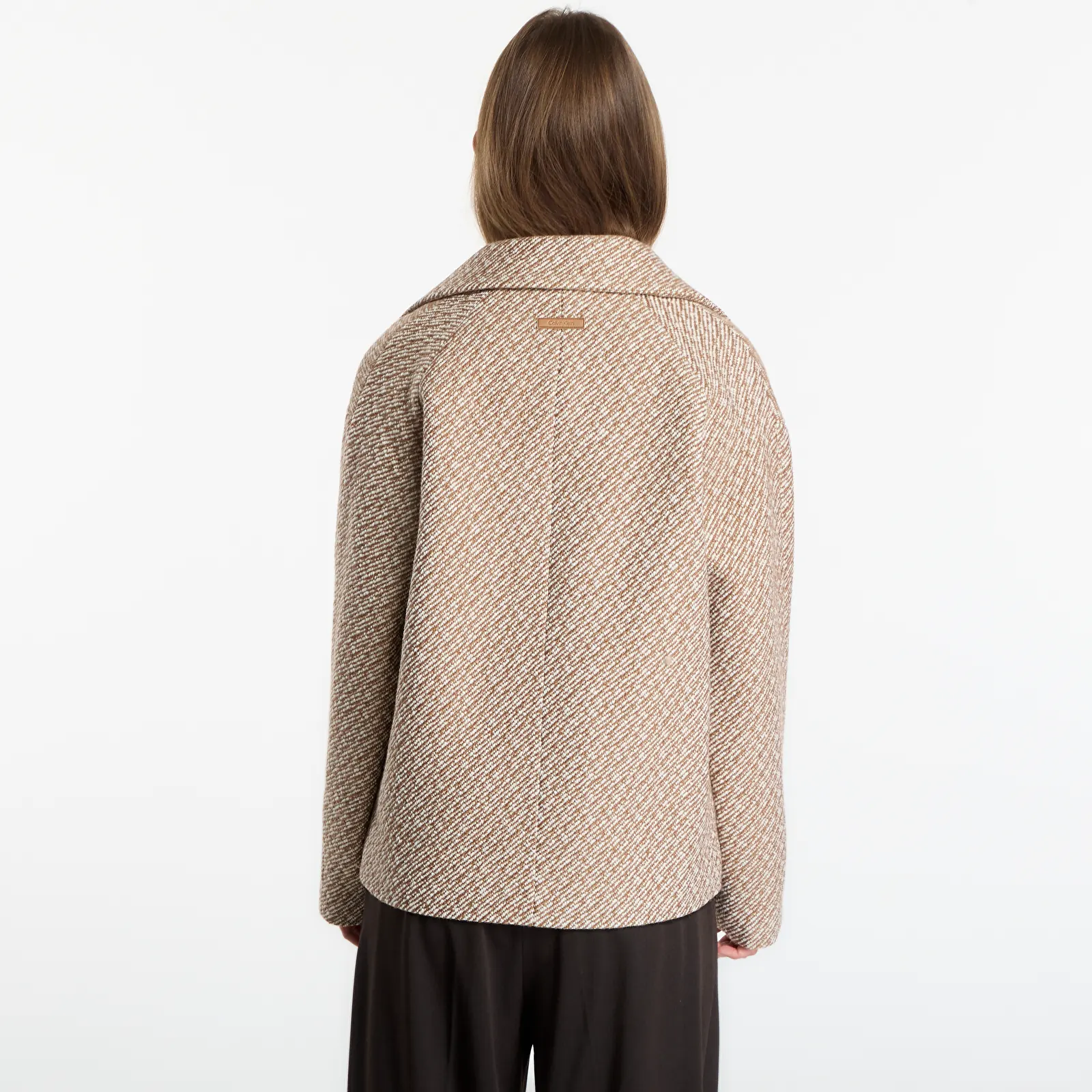 Manteaux Calvin Klein Relaxed Short Peacoat Executive Brown Ground/ Tofu Twill