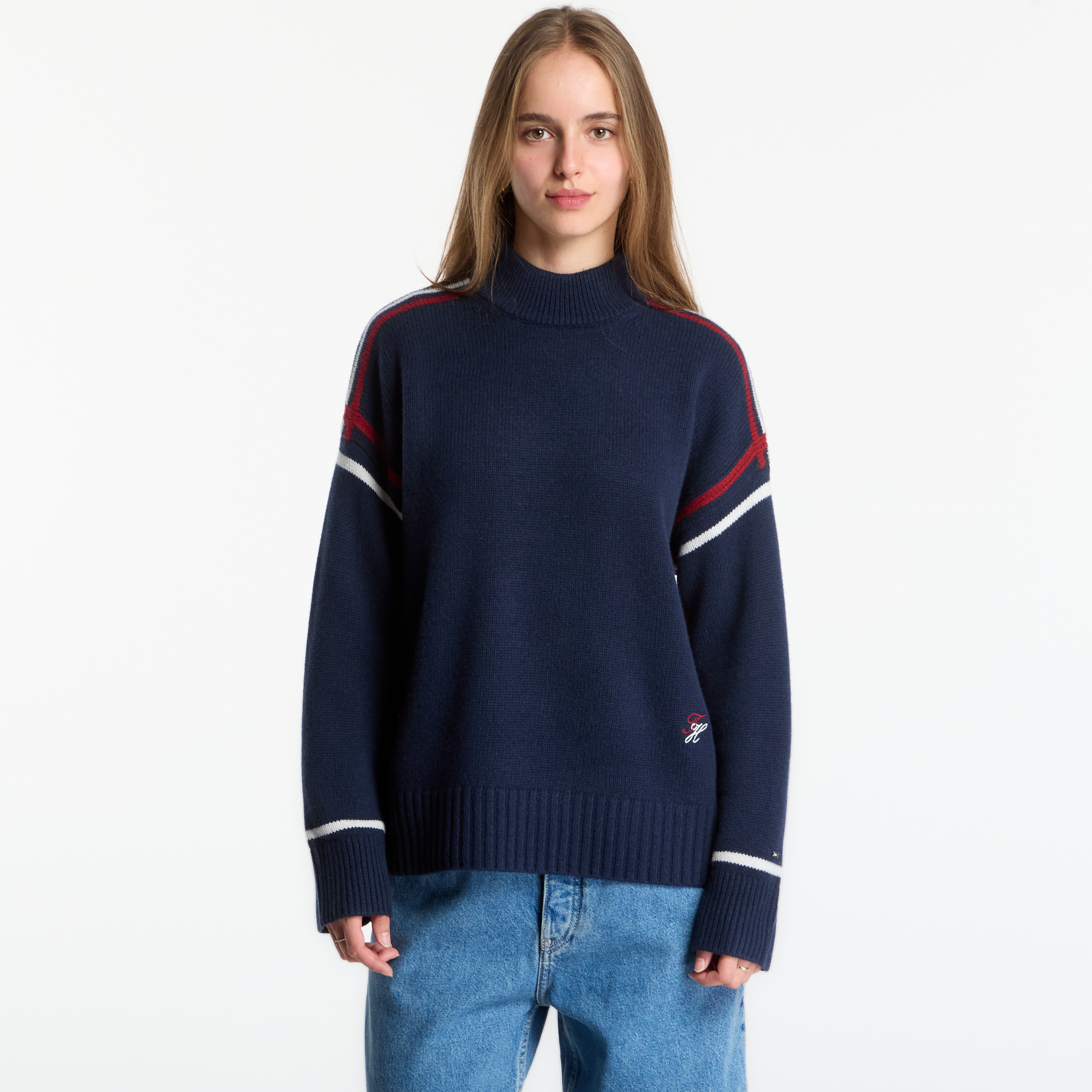 Пуловер Tommy Hilfiger Rwb Mk-Nk Rlx Fit Sweater Dark Blue S