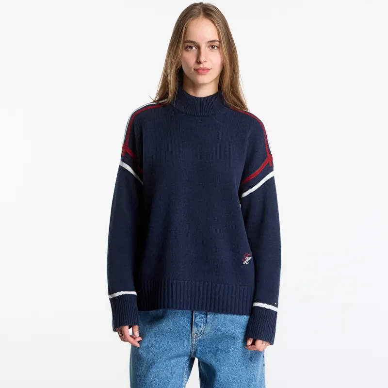 Suéter Tommy Hilfiger Rwb Mk-Nk Rlx Fit Sweater Dark Blue