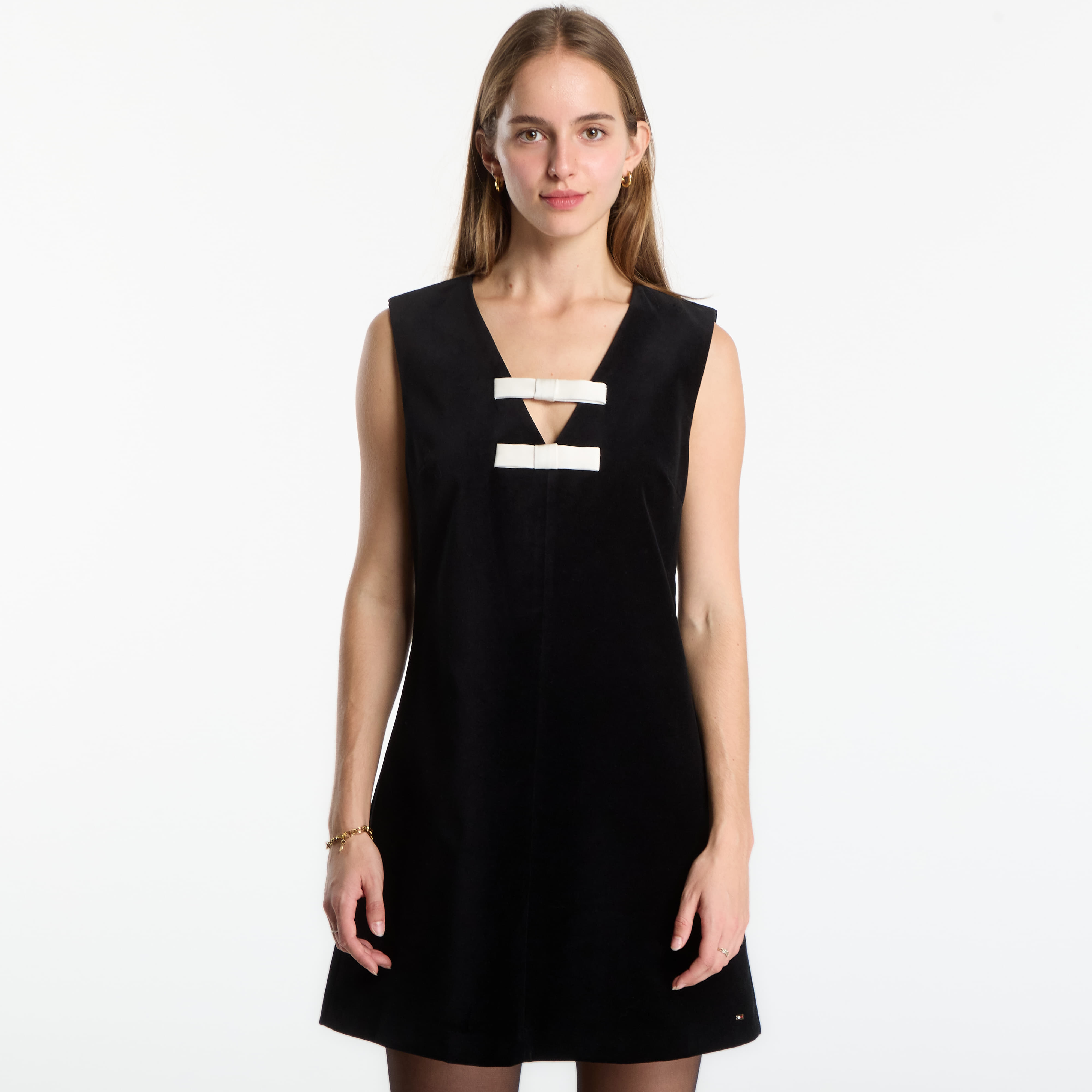 Облекло Tommy Hilfiger Velvet Bow Dress Sleeveless Black 40