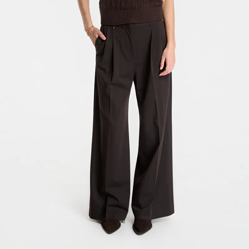 Tommy Hilfiger Viscose Blend Wide Leg Chocolate