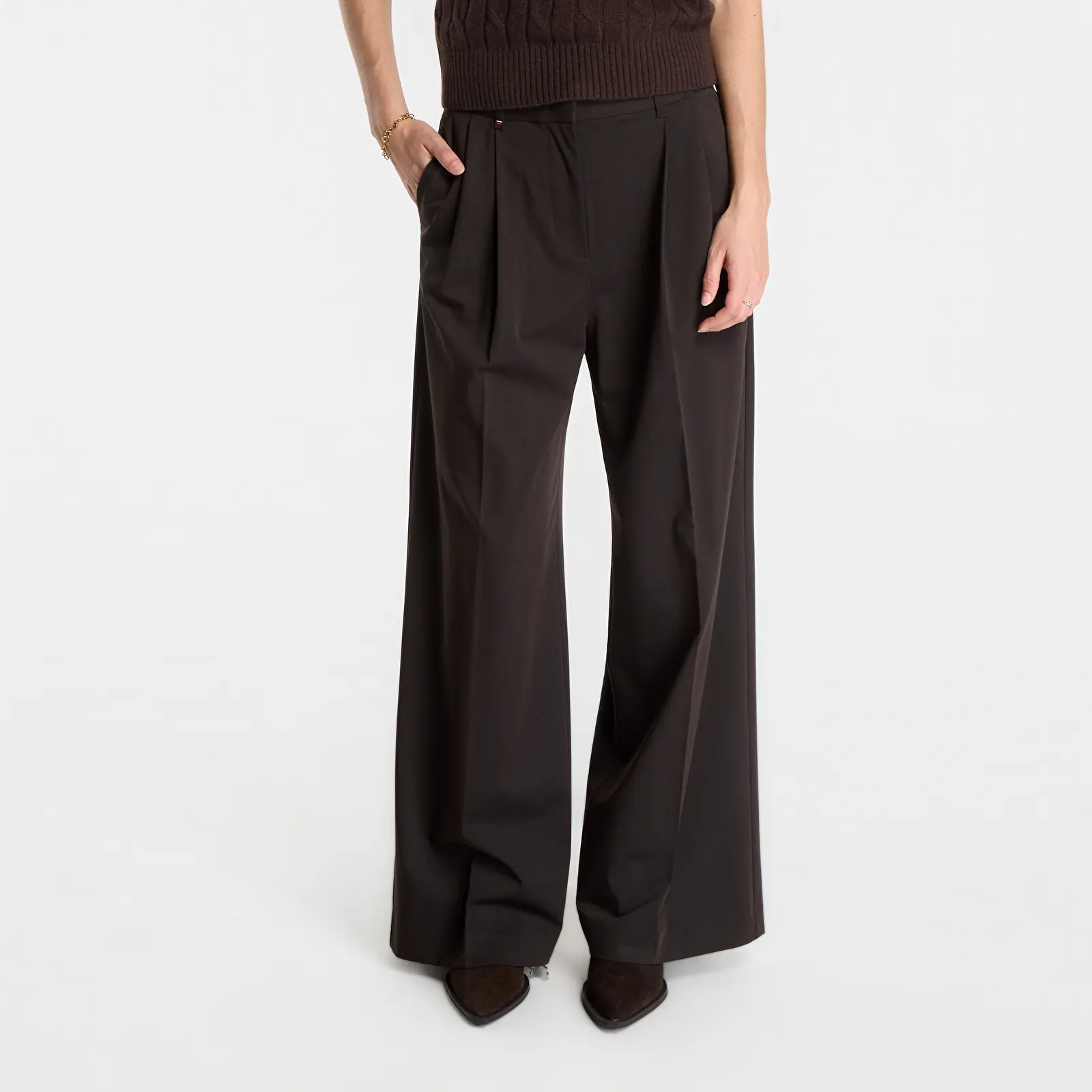 Pants Tommy Hilfiger Viscose Blend Wide Leg Chocolate