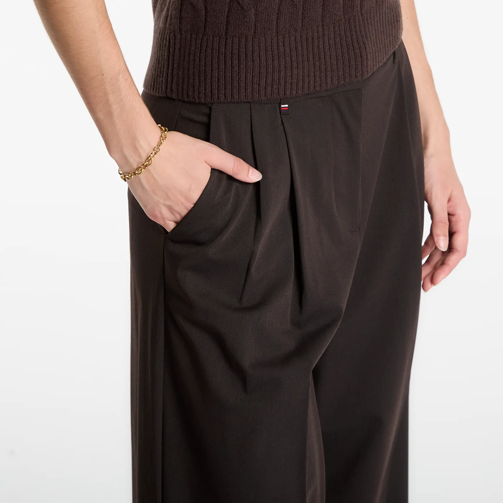 Pants Tommy Hilfiger Viscose Blend Wide Leg Chocolate