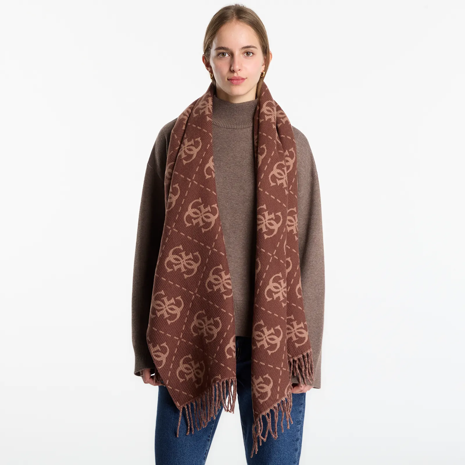 Cachecóis GUESS Scarf Brown Logo