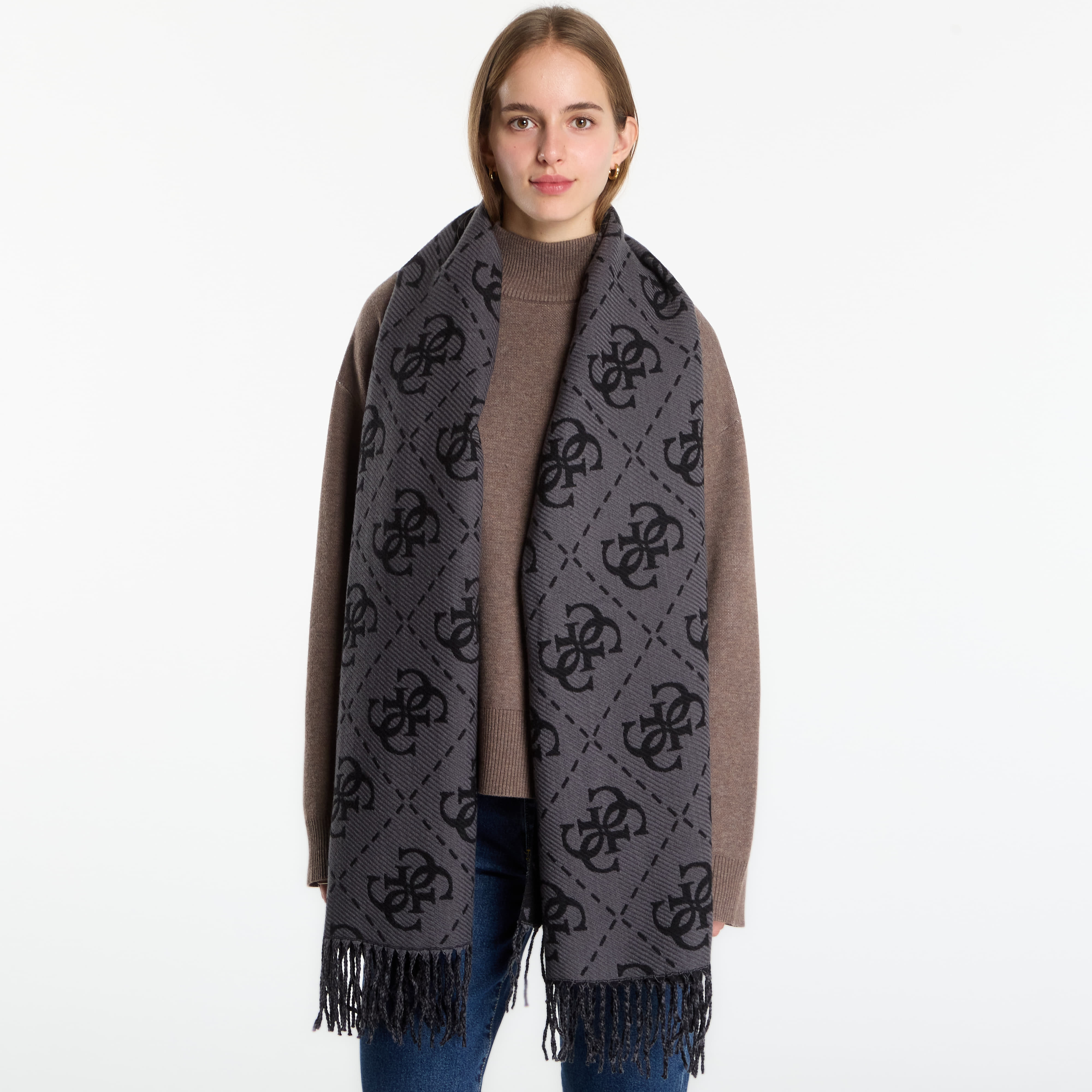 Шал GUESS Scarf Coal Logo Universal