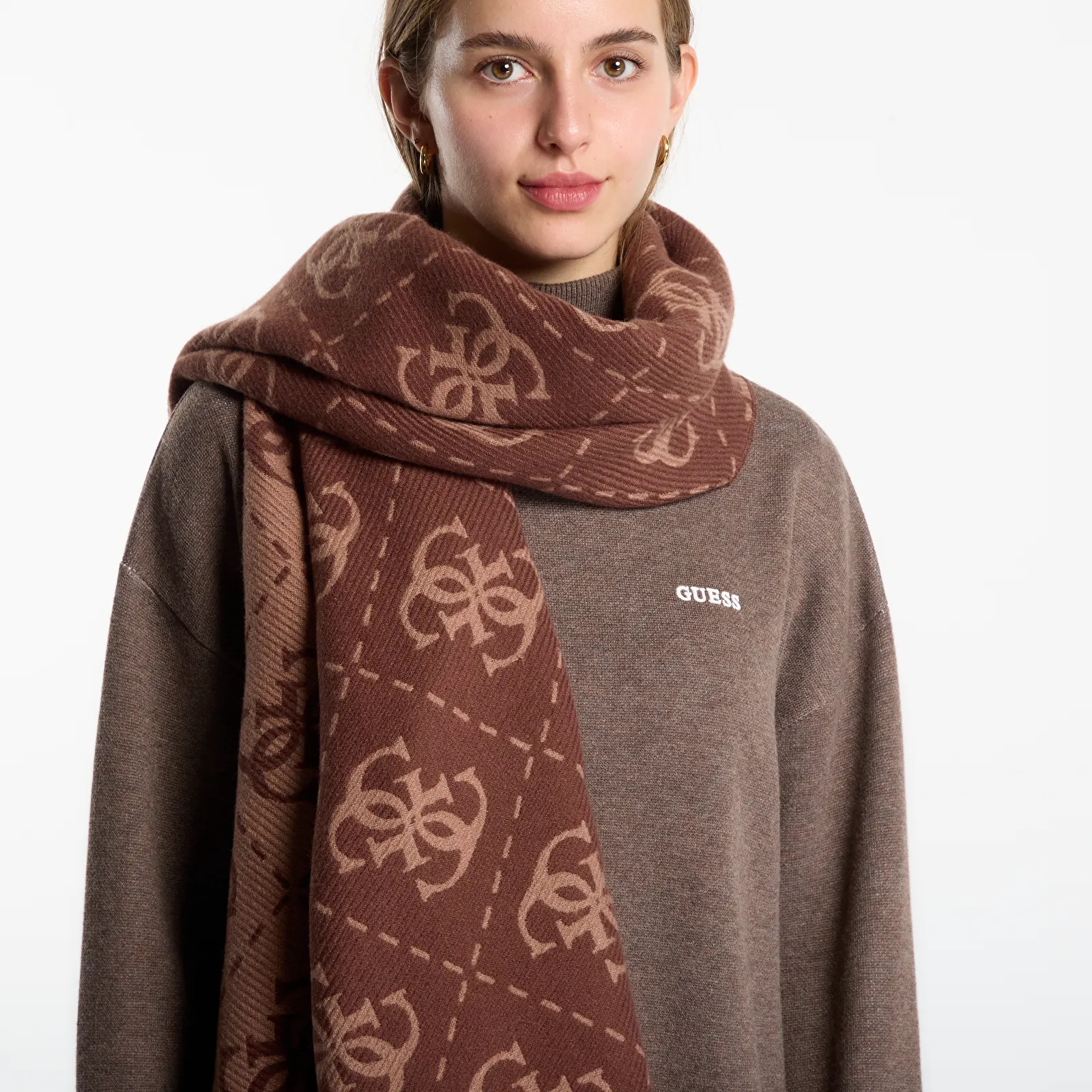 Cachecóis GUESS Scarf Brown Logo