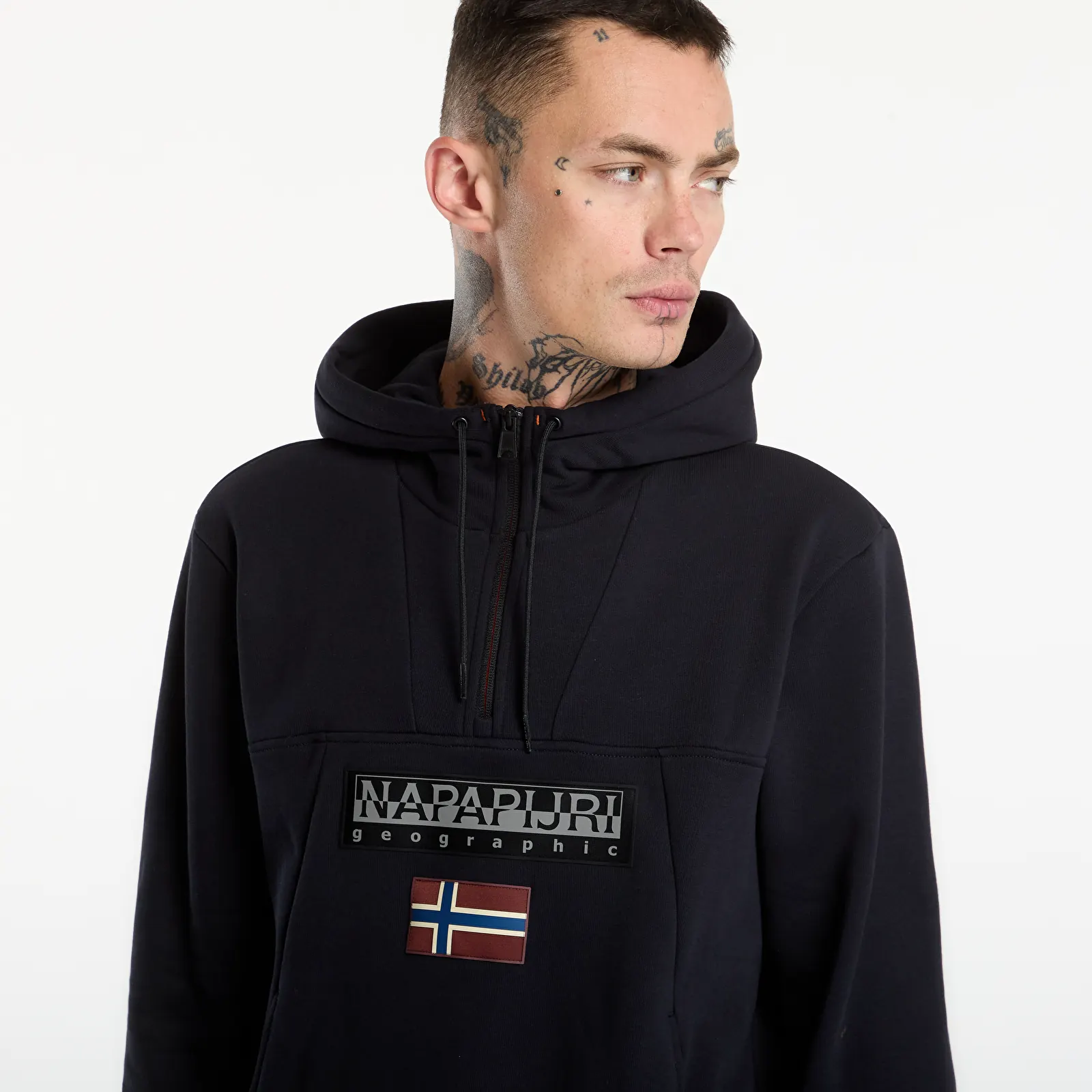 Gensere for menn Napapijri Burgee Half-Zip Hoodie 2.0 Black