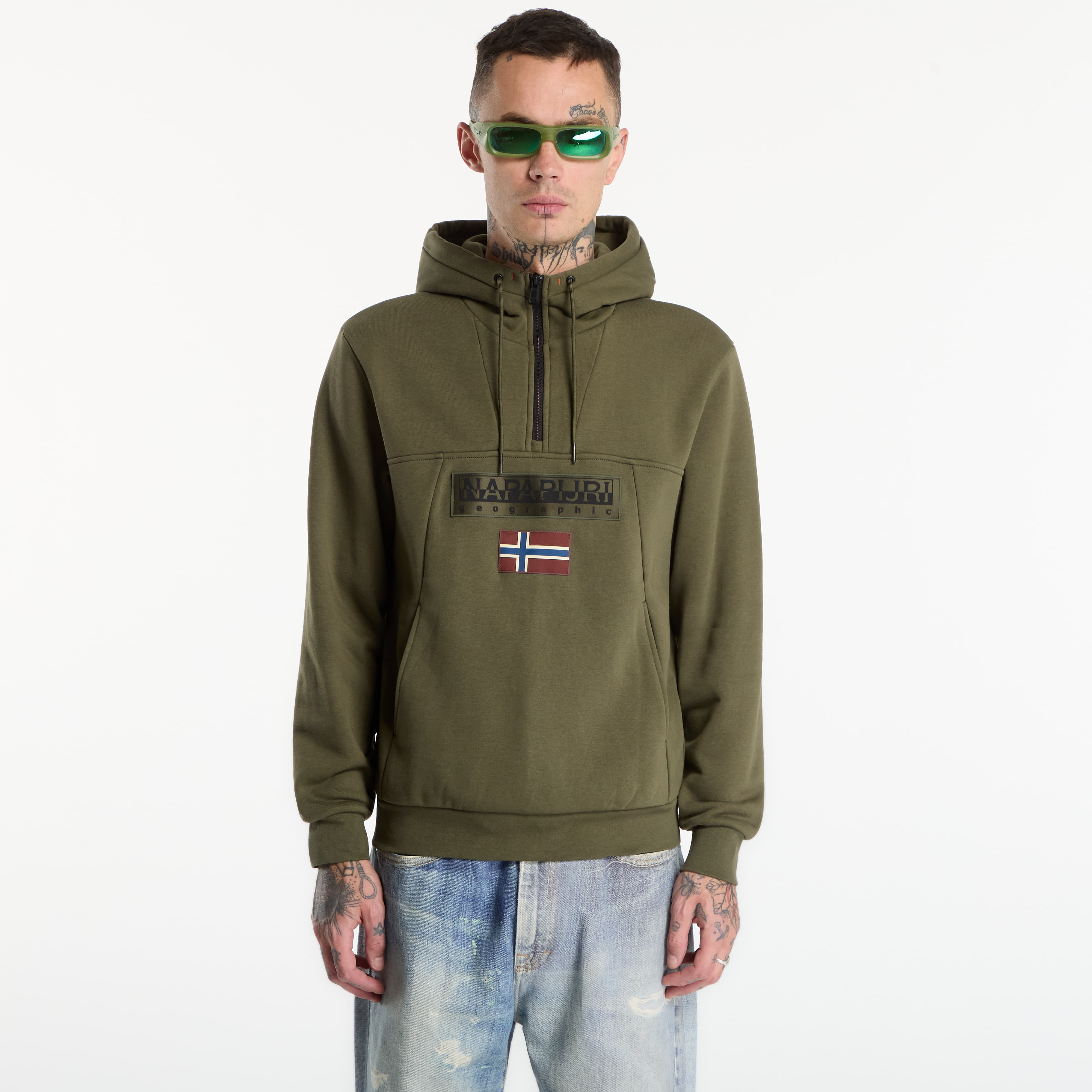 Суитшърт Napapijri Burgee Half-Zip Hoodie 2.0 Olive Night S