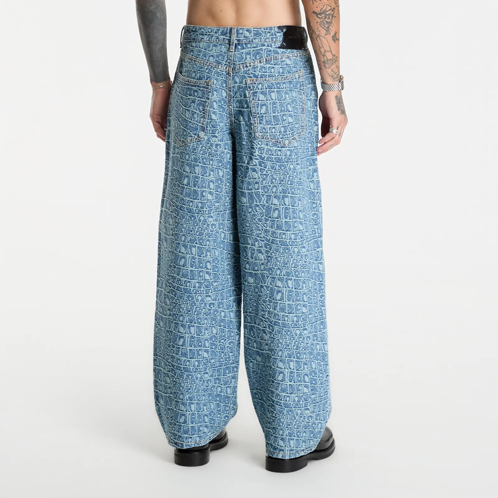 Miesten farkut Daily Paper Croc Jacquard Oversized Jeans Blue