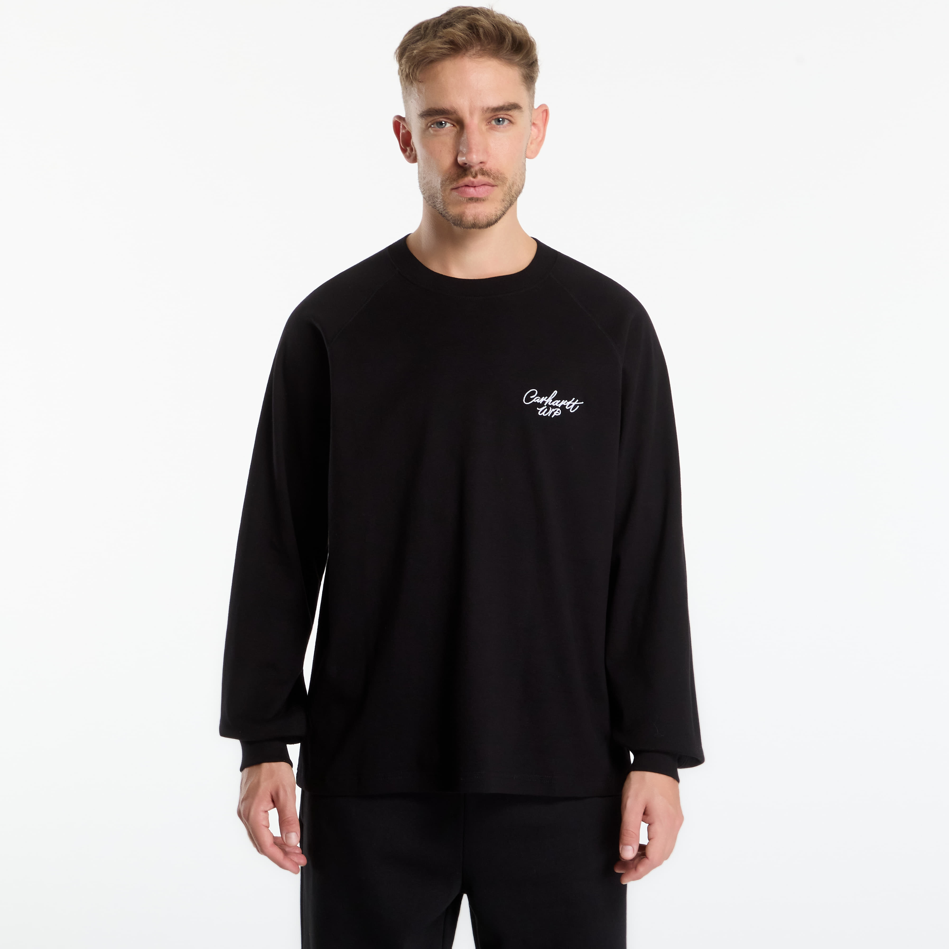 Тениска Carhartt WIP L/S Signature Rib T-Shirt UNISEX Black/ White XS
