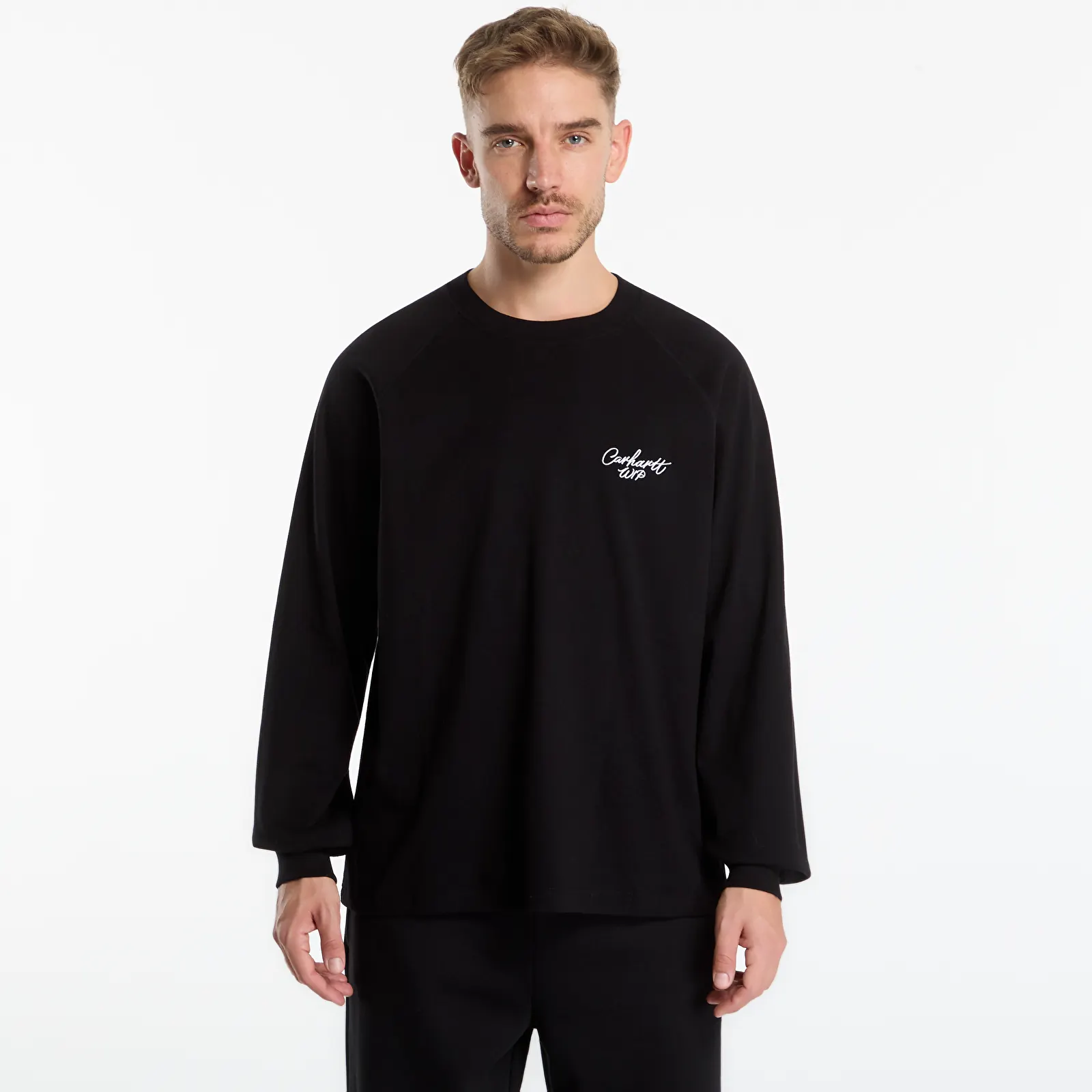T-shirts homme Carhartt WIP L/S Signature Rib T-Shirt UNISEX Black/ White