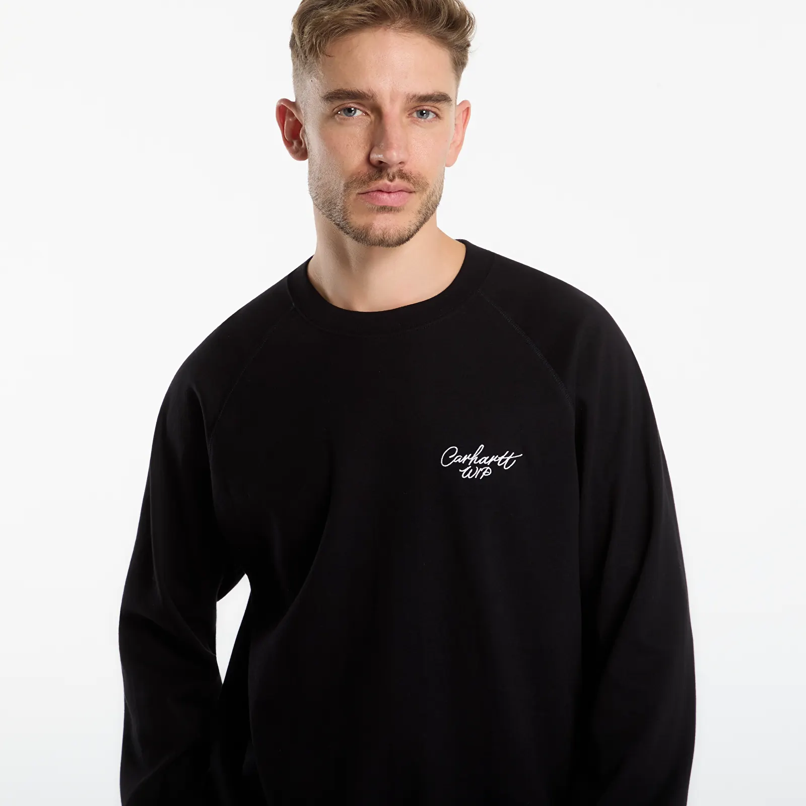 T-shirts homme Carhartt WIP L/S Signature Rib T-Shirt UNISEX Black/ White