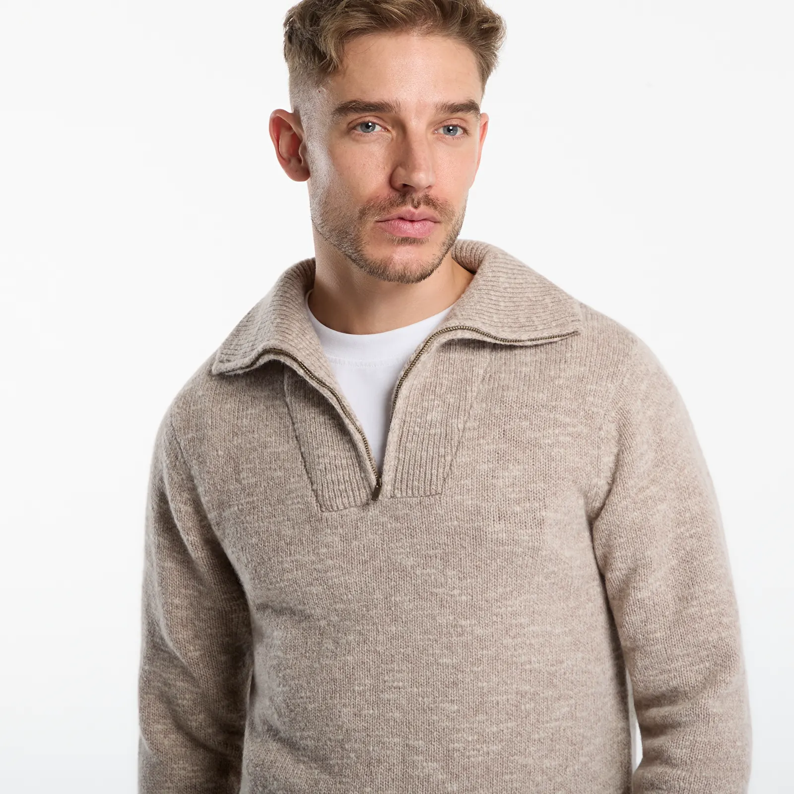 Camisolas MC2 Saint Barth Wesley Mouline Turtleneck Sweater Beige