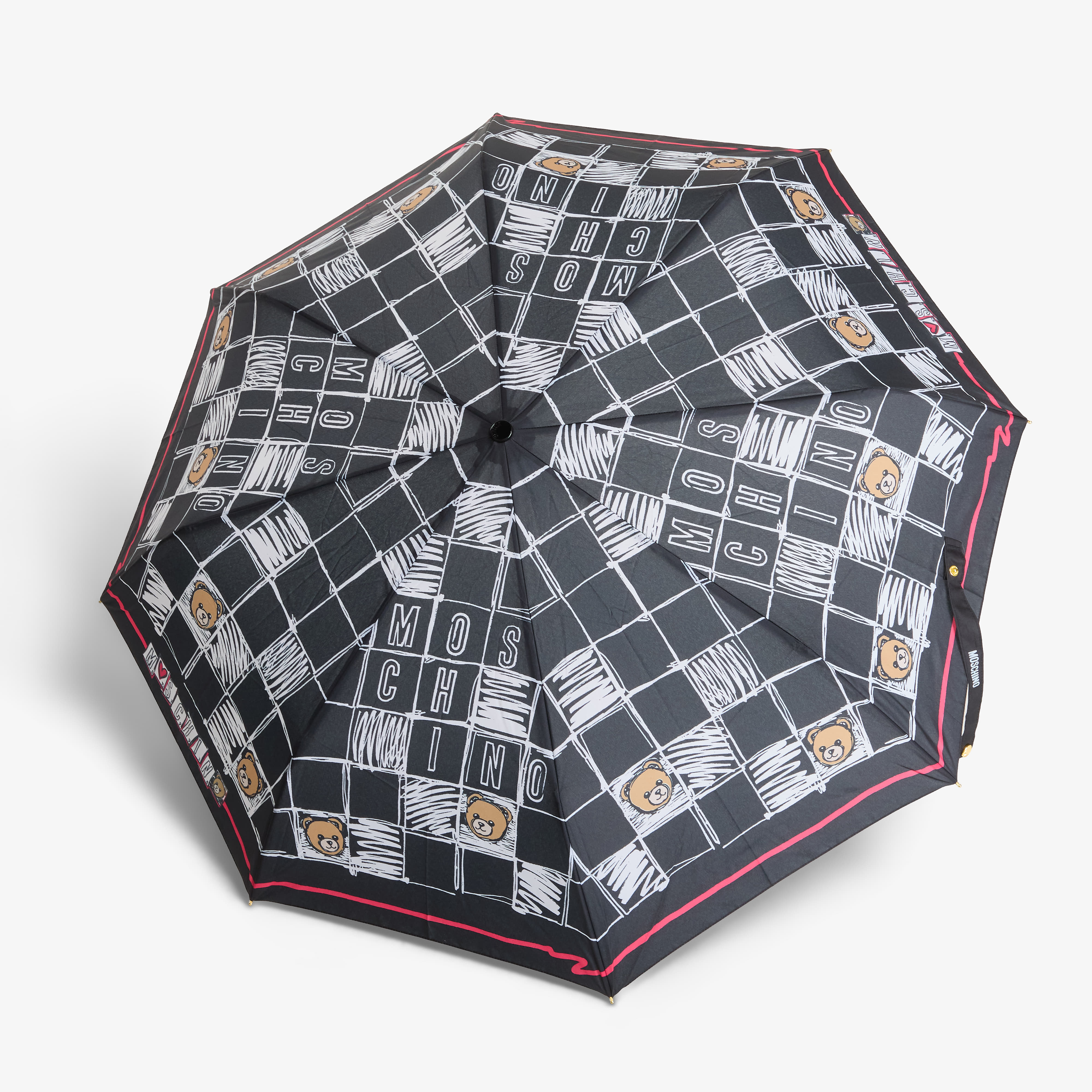 Moschino Crosswords Open Close Umbrella Black Universal