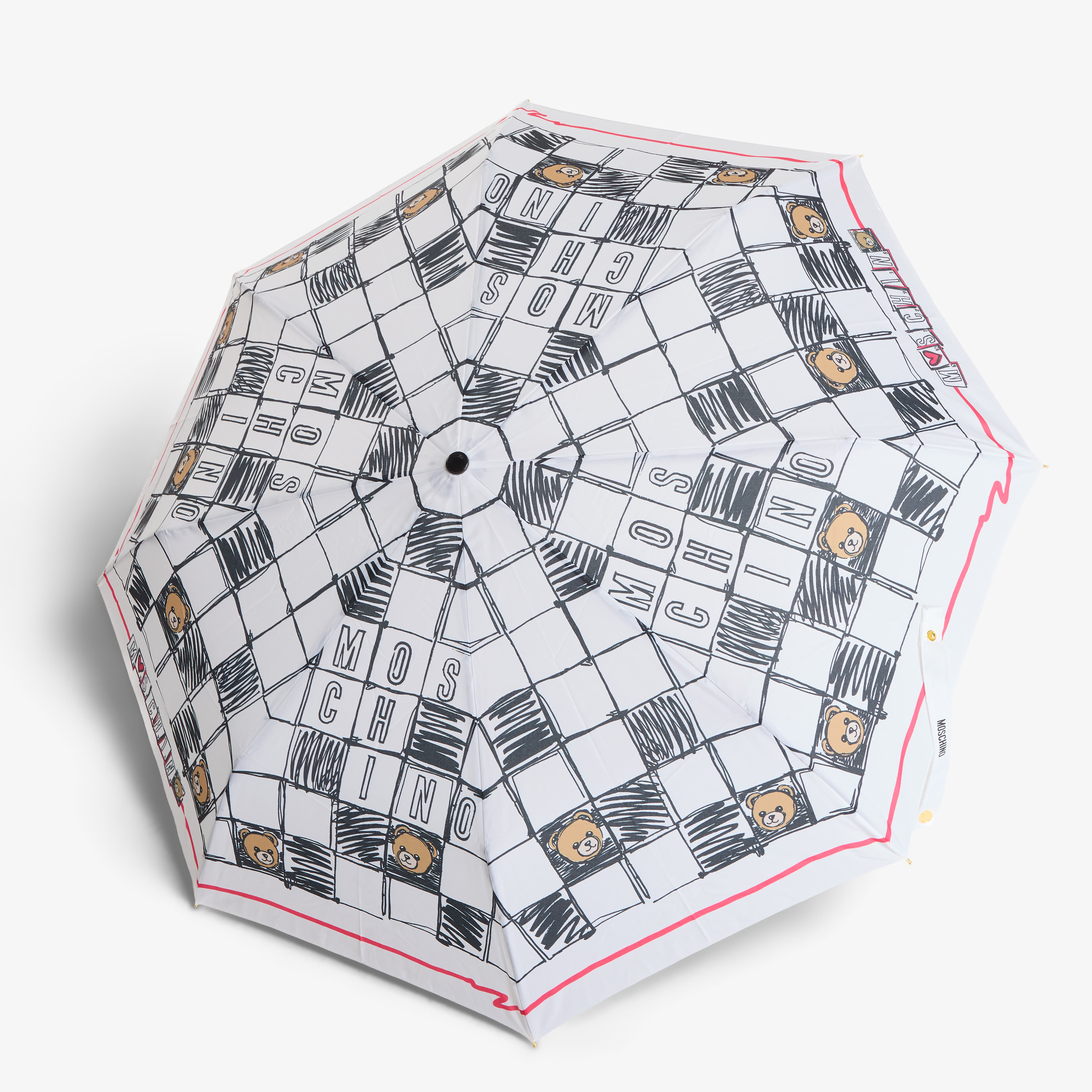 Moschino Crosswords Open Close Umbrella White Universal