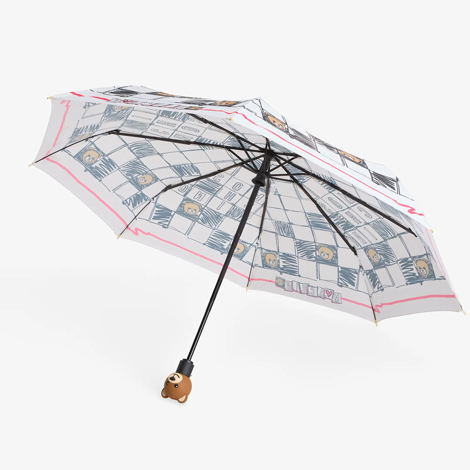 Autres accessoires Moschino Crosswords Open Close Umbrella White